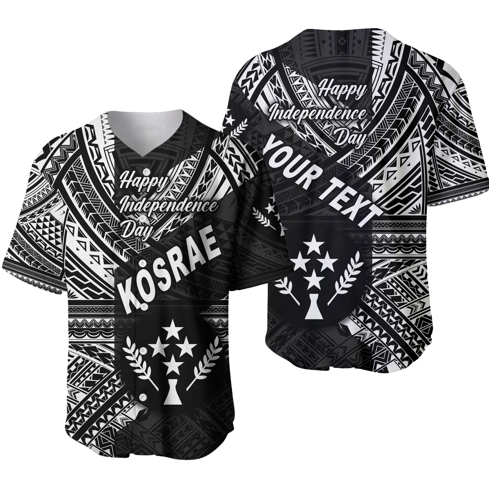 (Custom Personalised) FSM Kosrae Baseball Jersey Happy Independence Day Original Vibes - Black LT8 Unisex Black - Polynesian Pride