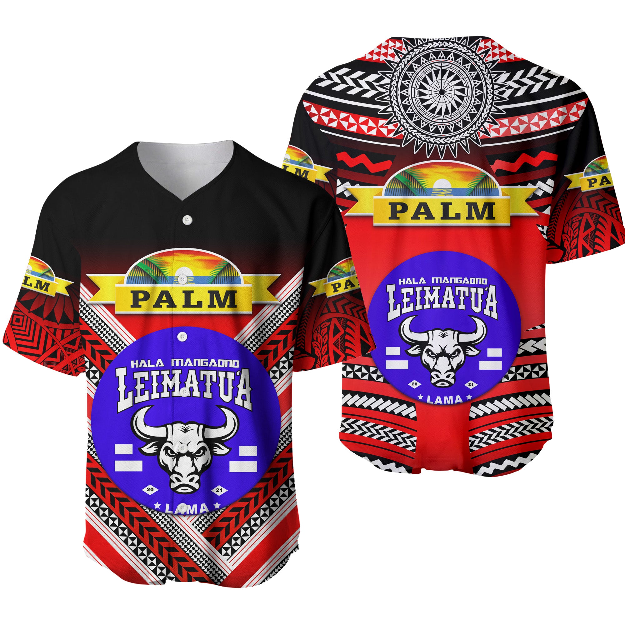 Mate Ma'a Tonga Baseball Jersey Leimatu'a Bulls Creative Style - Red NO.1 LT8 - Polynesian Pride