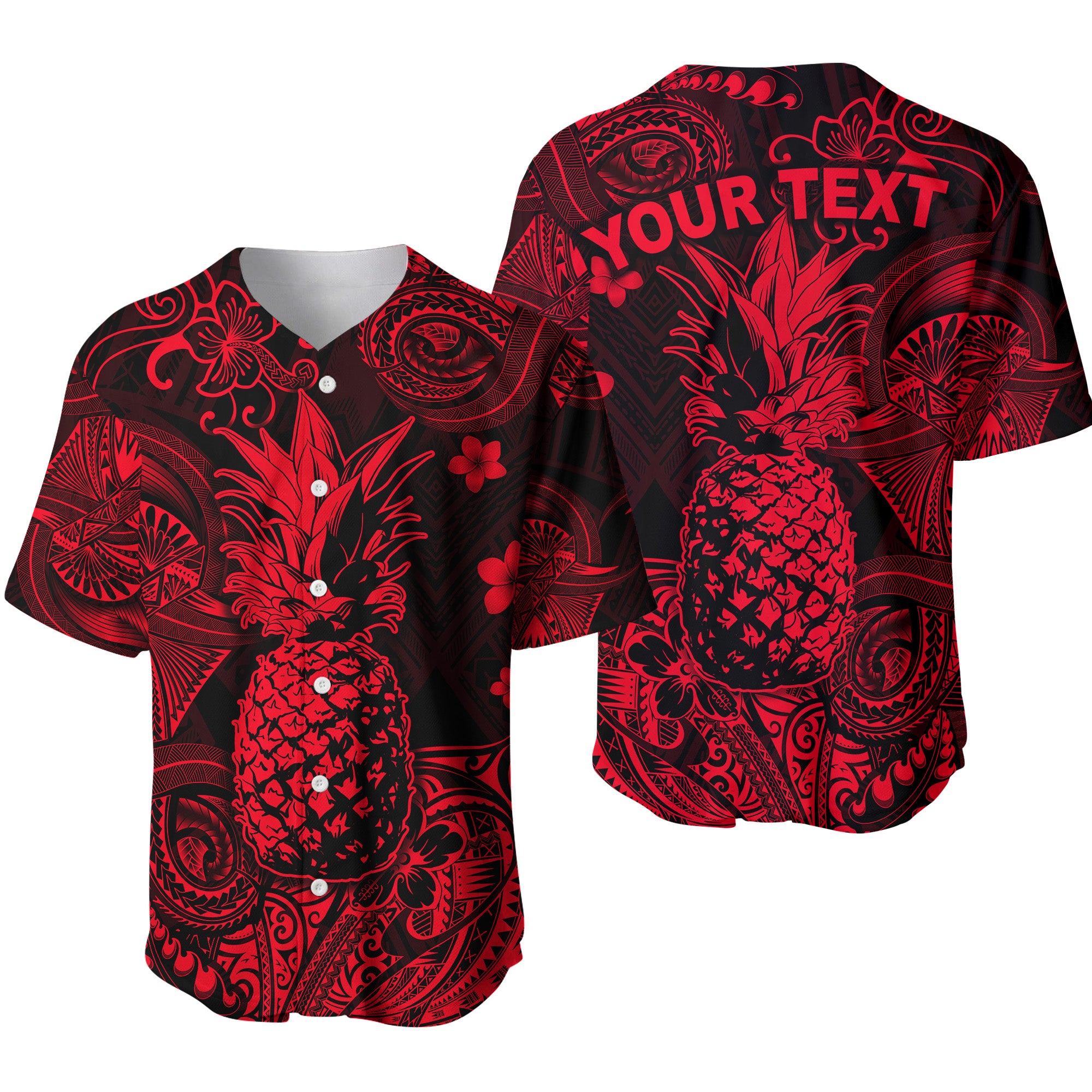 (Custom Personalised) Hawaii Pineapple Polynesian Baseball Jersey Unique Style - Red LT8 - Polynesian Pride