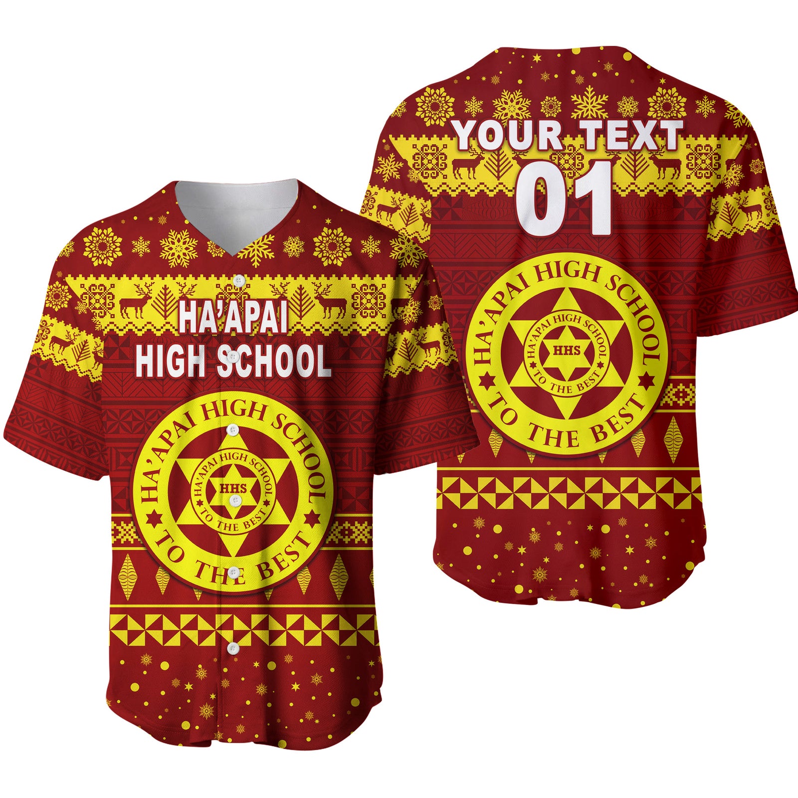 (Custom Personalised) Ha'apai High School Christmas Baseball Jersey Simple Style LT8 - Polynesian Pride