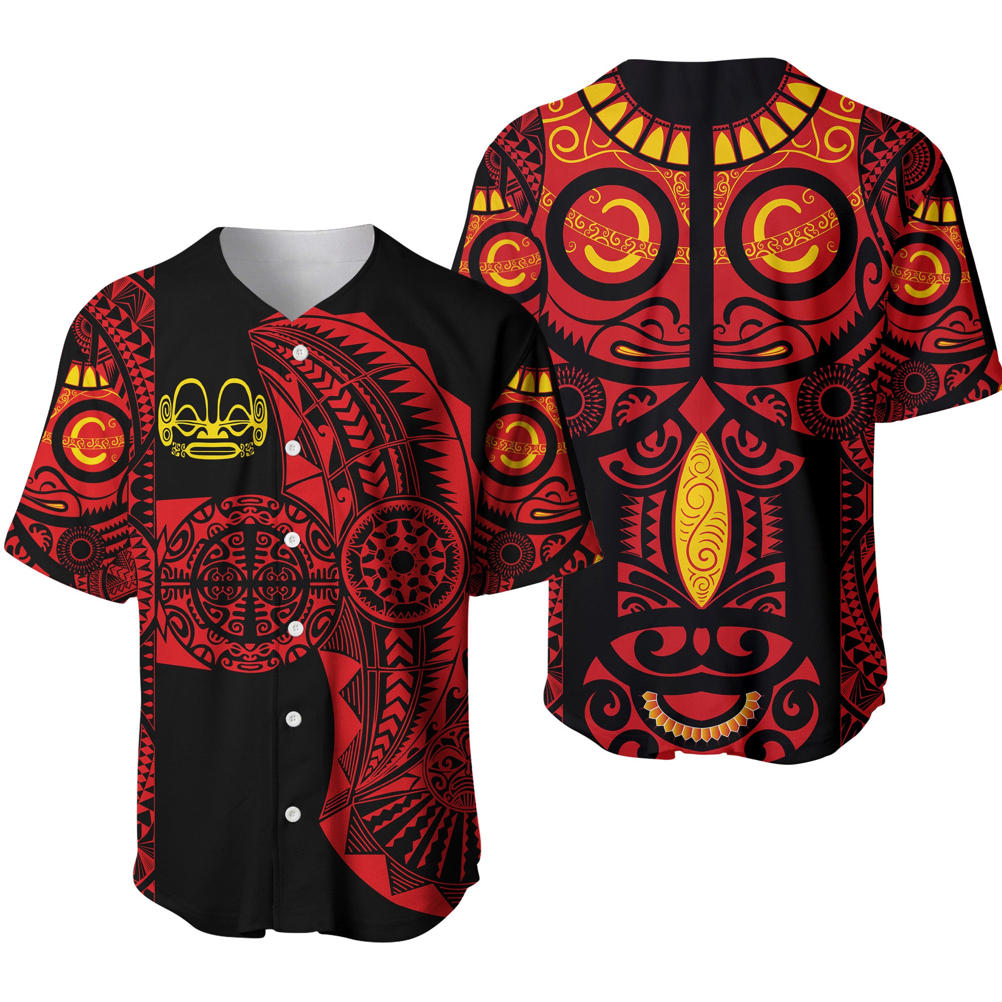 Marquesas Islands Baseball Jersey Marquesan Tattoo Original Style - Red LT8 - Polynesian Pride