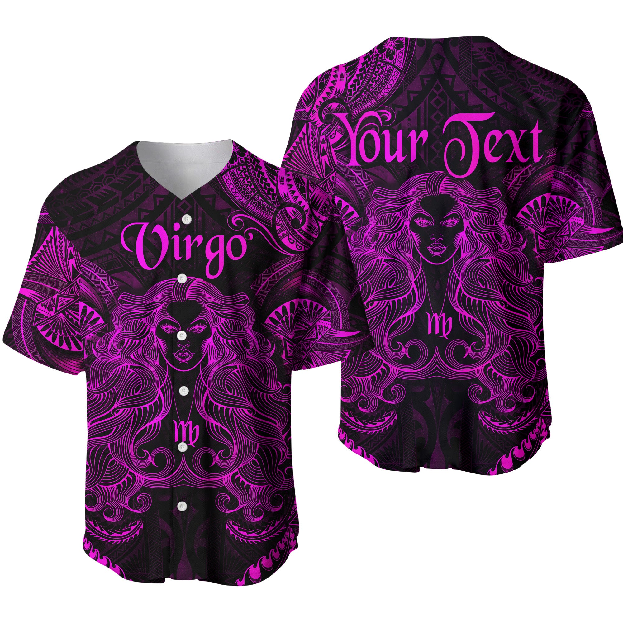 (Custom Personalised) Virgo Zodiac Polynesian Baseball Jersey Unique Style - Pink LT8 - Polynesian Pride