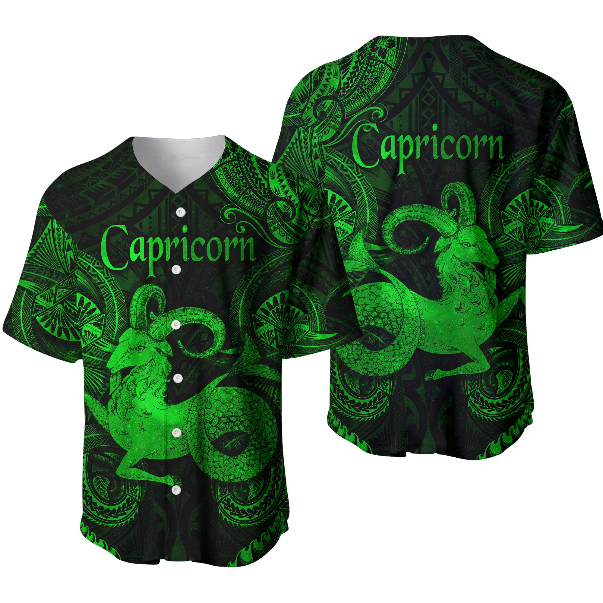 Capricorn Zodiac Polynesian Baseball Jersey Unique Style - Green LT8 - Polynesian Pride