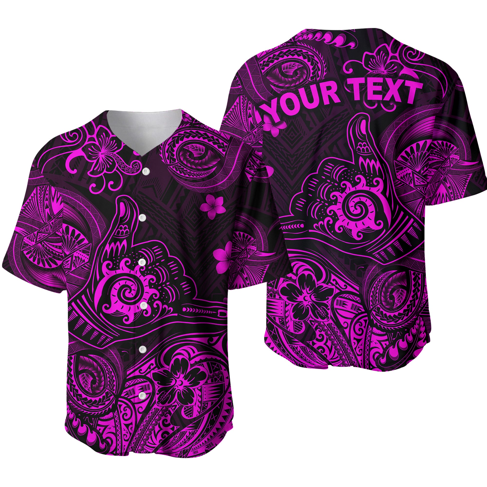 (Custom Personalised) Hawaii Shaka Polynesian Baseball Jersey Unique Style - Pink LT8 - Polynesian Pride