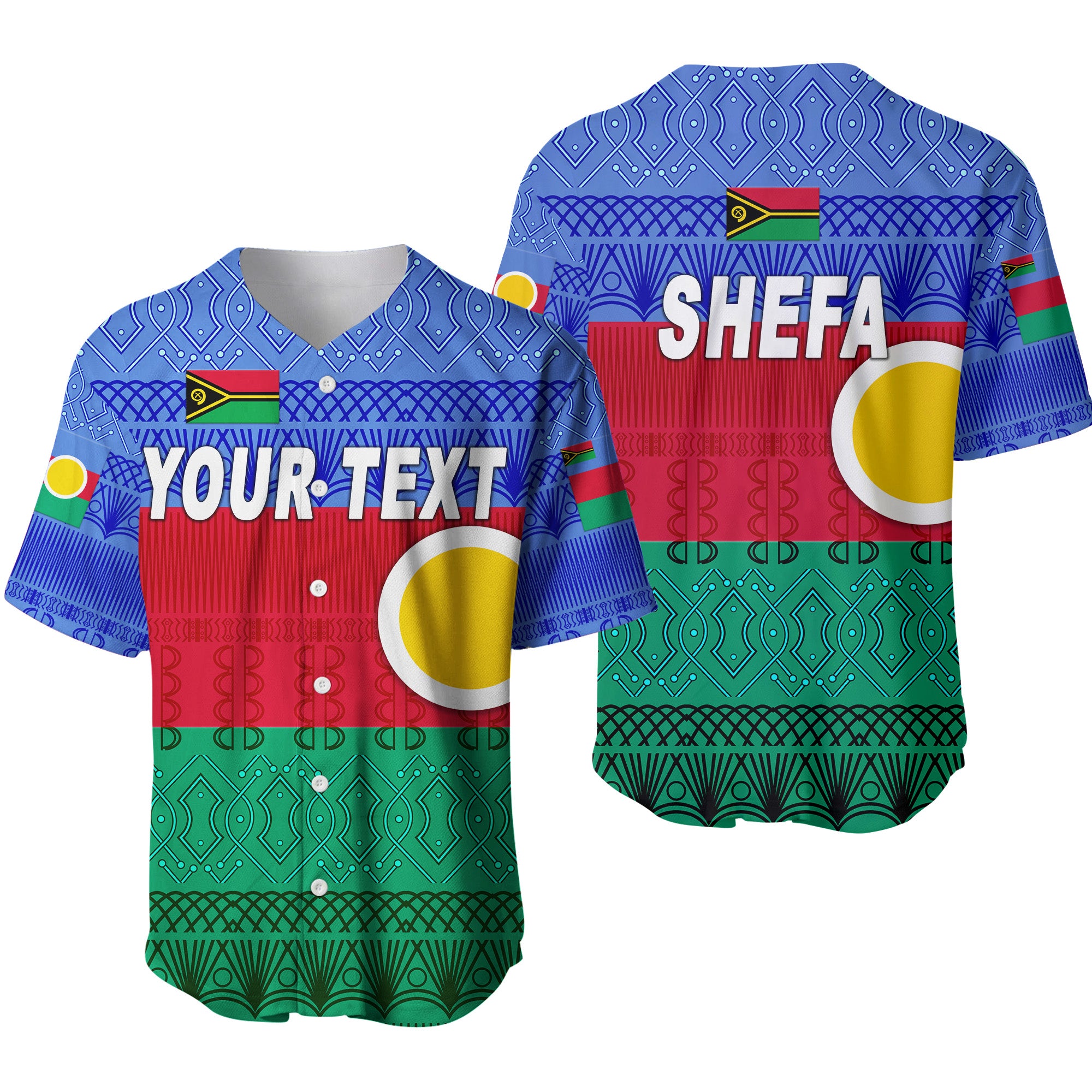 (Custom Personalised) Shefa Province Baseball Jersey Vanuatu Pattern Traditional Style LT8 - Polynesian Pride