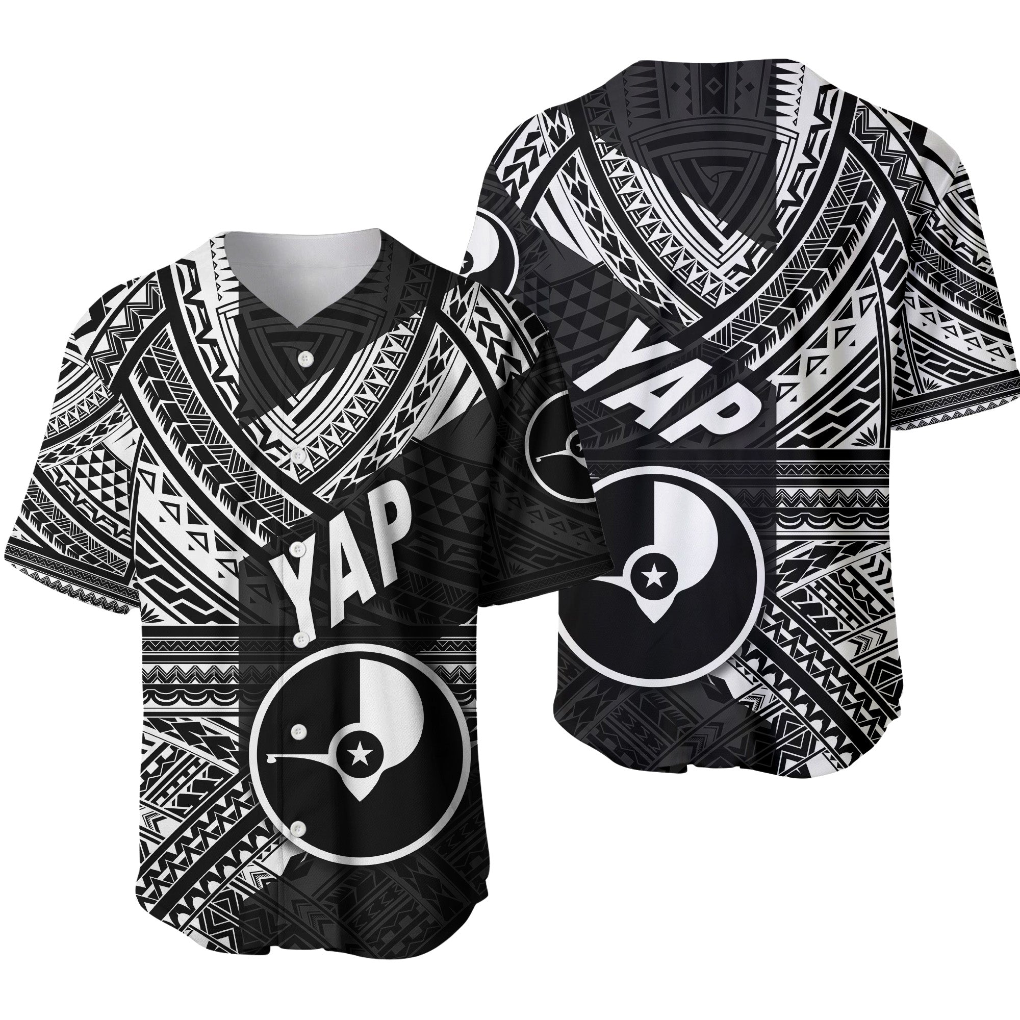 FSM Yap Baseball Jersey Original Style - Black LT8 Unisex Black - Polynesian Pride