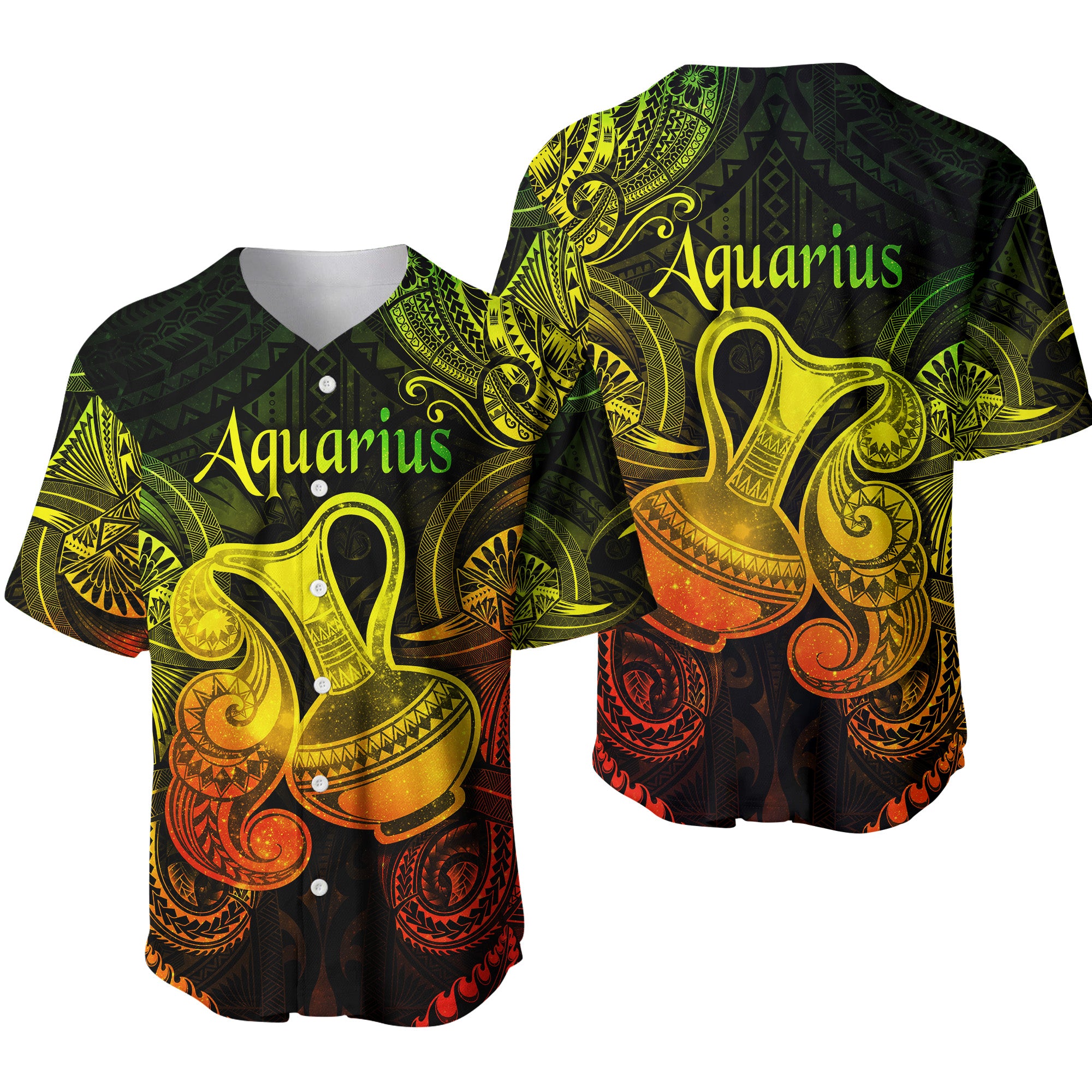 Aquarius Zodiac Polynesian Baseball Jersey Unique Style - Reggae LT8 - Polynesian Pride