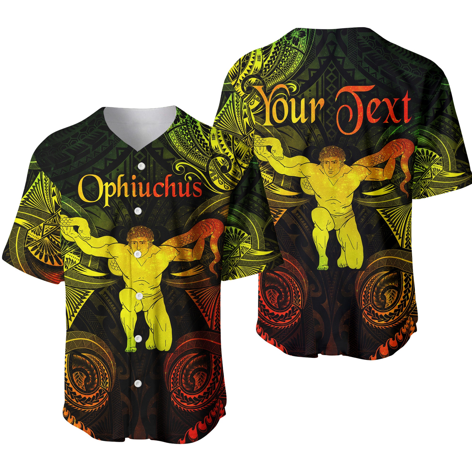 (Custom Personalised) Ophiuchus Zodiac Polynesian Baseball Jersey Unique Style - Reggae LT8 - Polynesian Pride