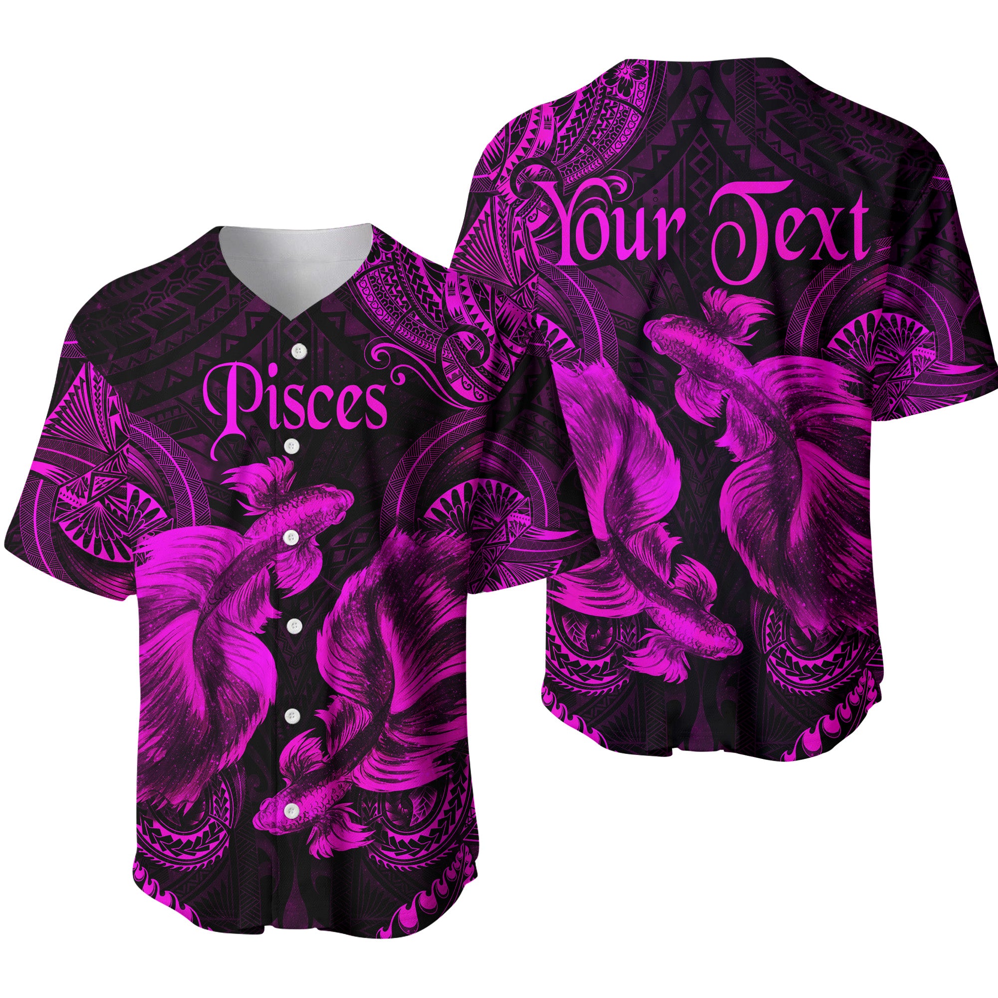 (Custom Personalised) Pisces Zodiac Polynesian Baseball Jersey Unique Style - Pink LT8 - Polynesian Pride