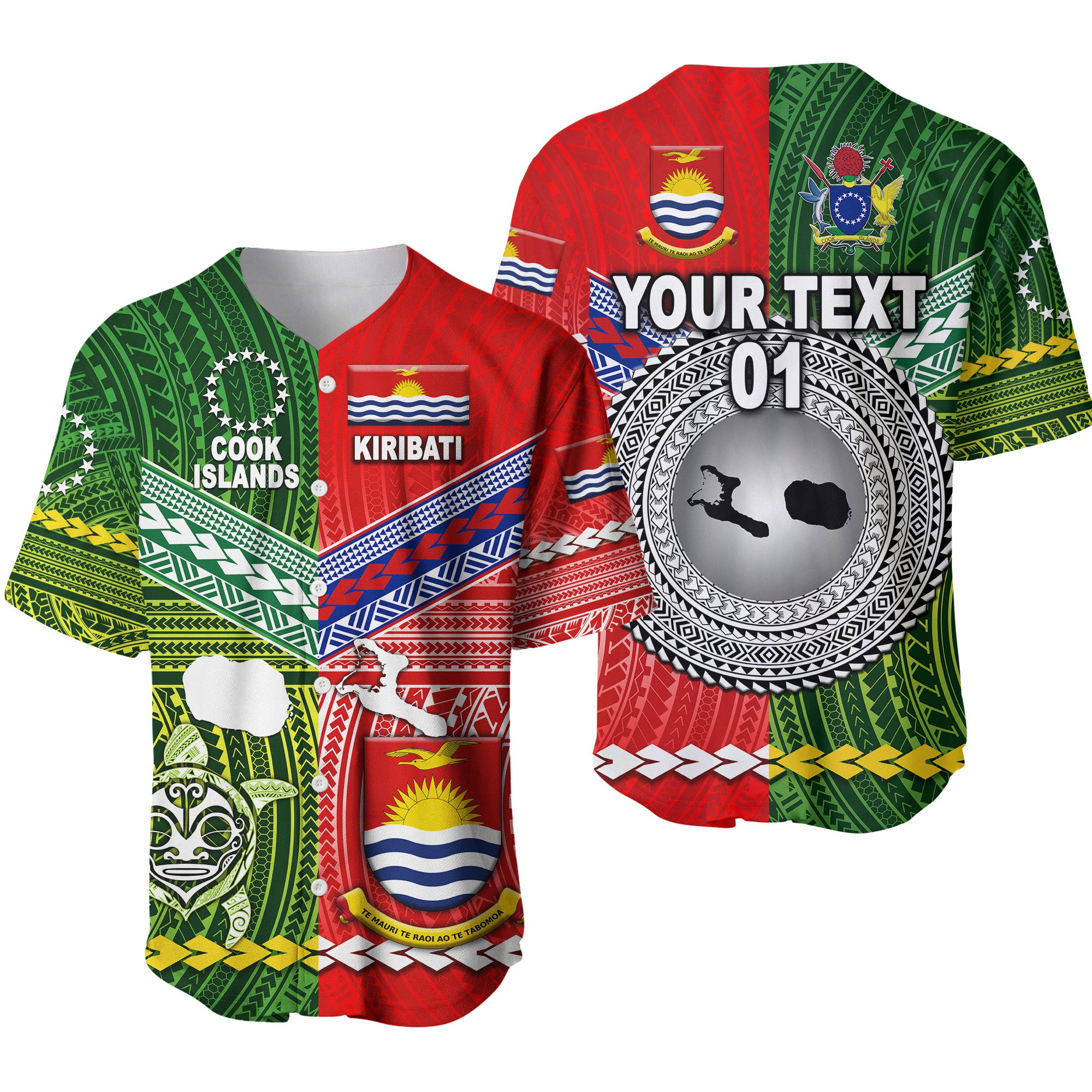 (Custom Personalised) Kiribati And Cook Islands Baseball Jersey Together LT8 - Polynesian Pride