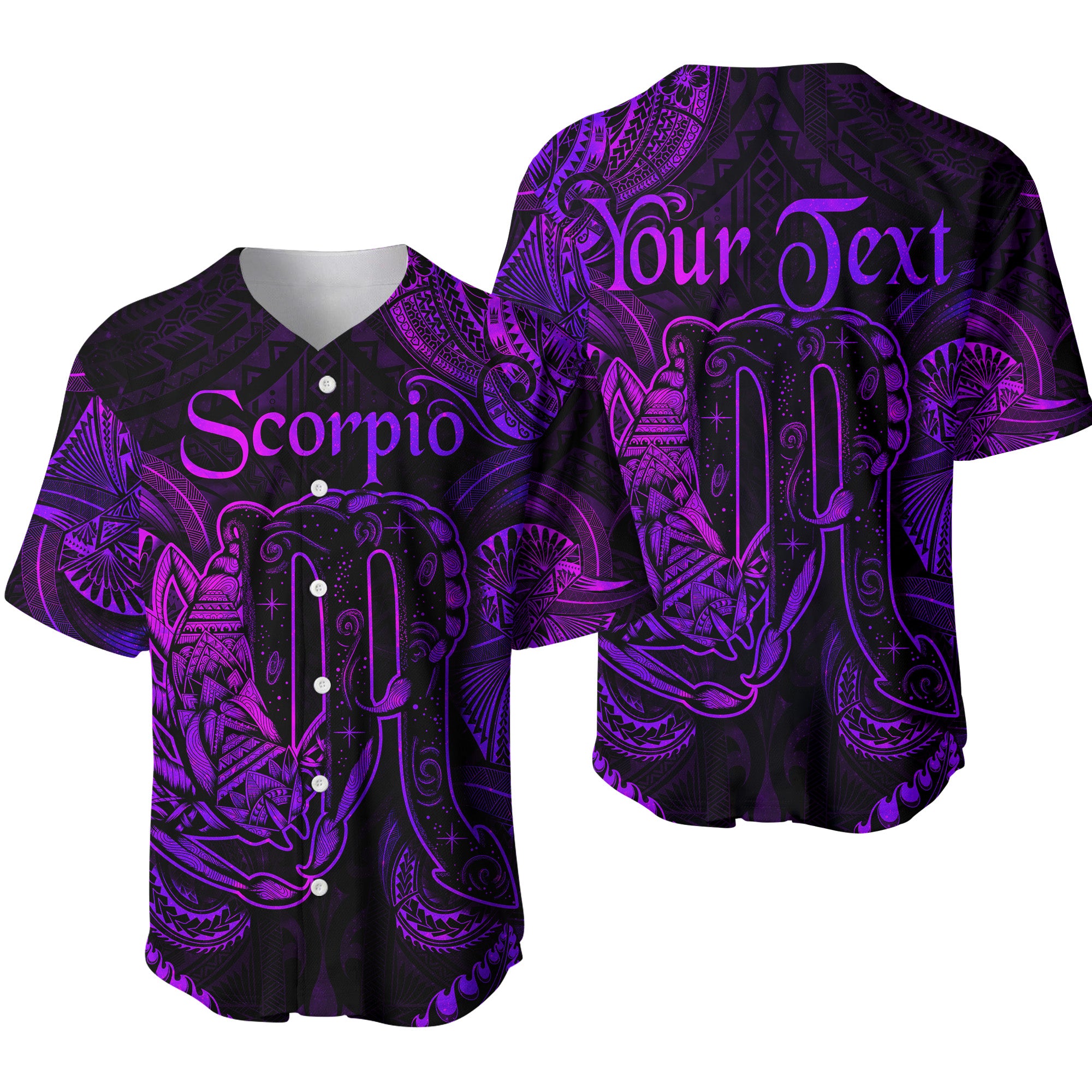 (Custom Personalised) Scorpio Zodiac Polynesian Baseball Jersey Unique Style - Purple LT8 - Polynesian Pride