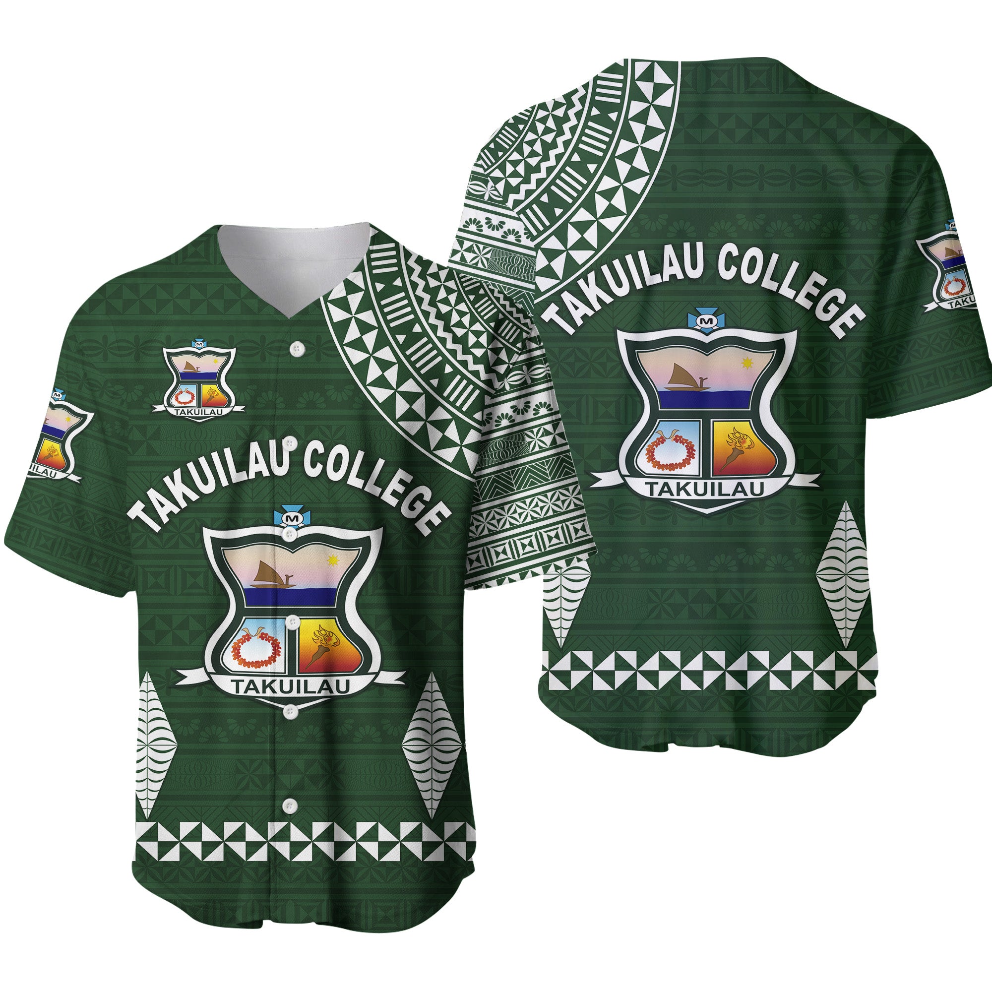 Tonga Takuilau College Baseball Jersey Simple Style LT8 Unisex Green - Polynesian Pride