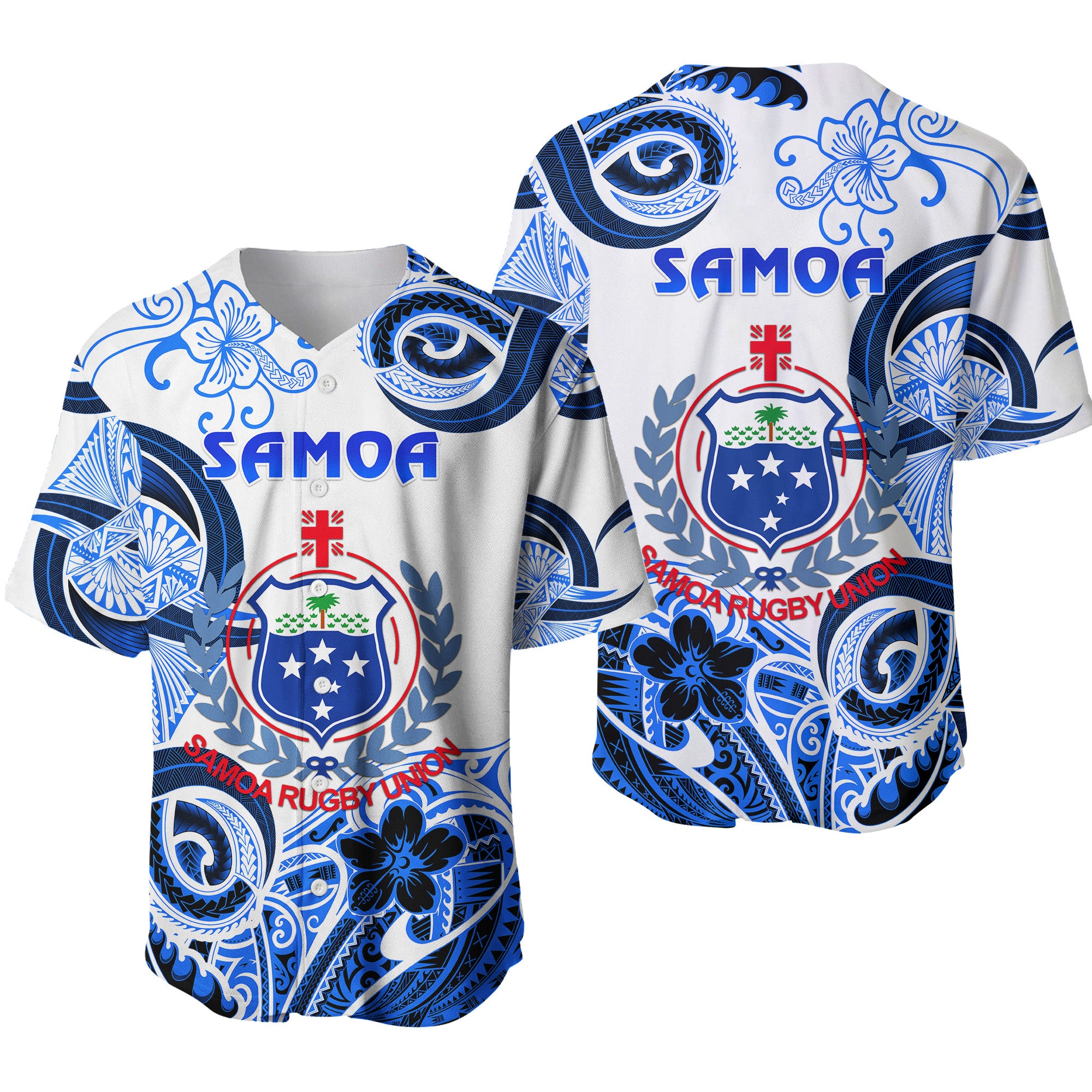 Samoa Manu Baseball Jersey Rugby Unique Style - White LT8 - Polynesian Pride