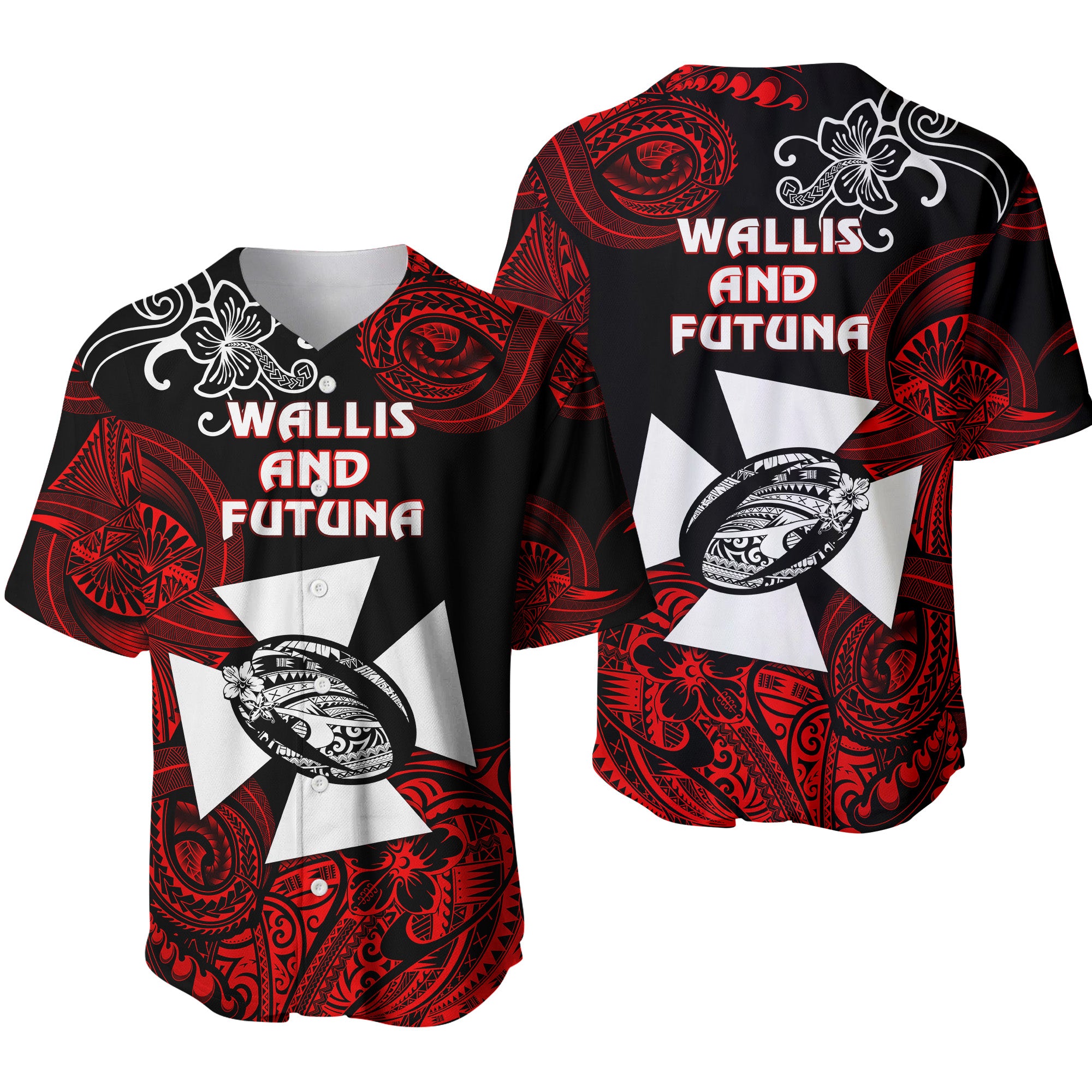 Wallis and Futuna Polynesian Baseball Jersey Unique Style - Red LT8 - Polynesian Pride