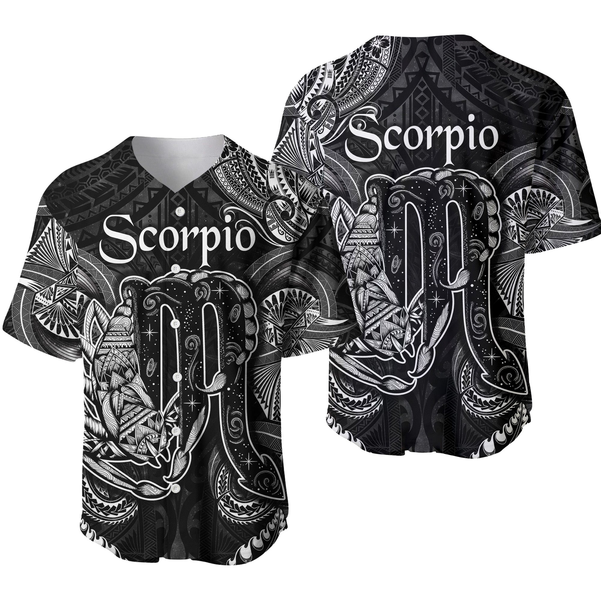 Scorpio Zodiac Polynesian Baseball Jersey Unique Style - Black LT8 - Polynesian Pride