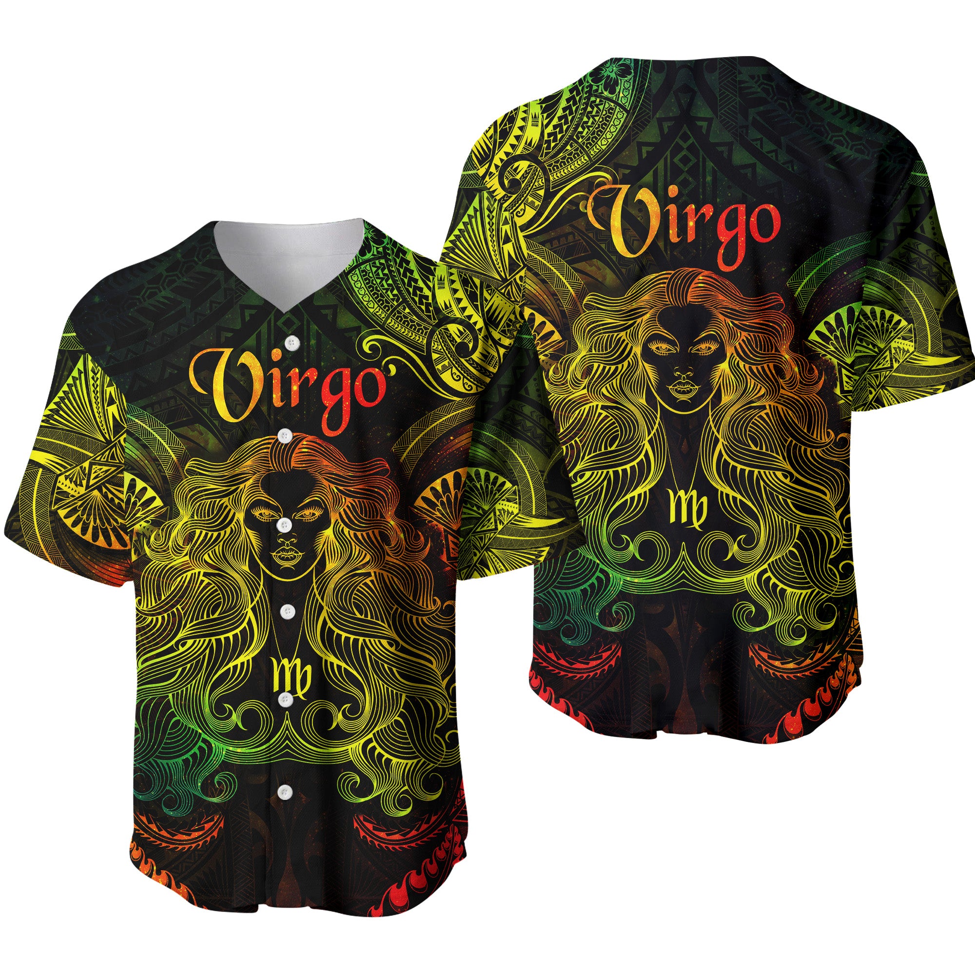 Virgo Zodiac Polynesian Baseball Jersey Unique Style - Reggae LT8 - Polynesian Pride