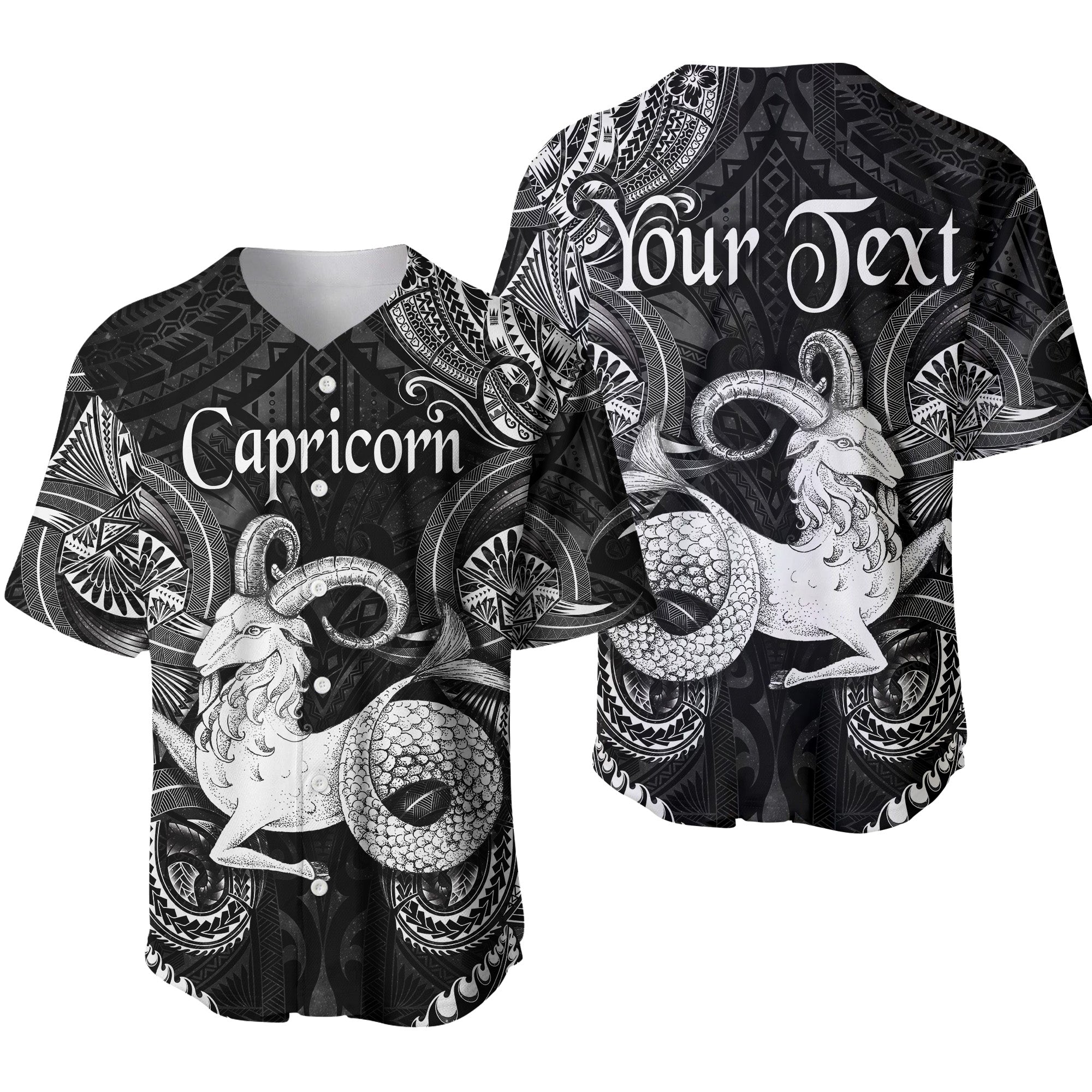 (Custom Personalised) Capricorn Zodiac Polynesian Baseball Jersey Unique Style - Black LT8 - Polynesian Pride