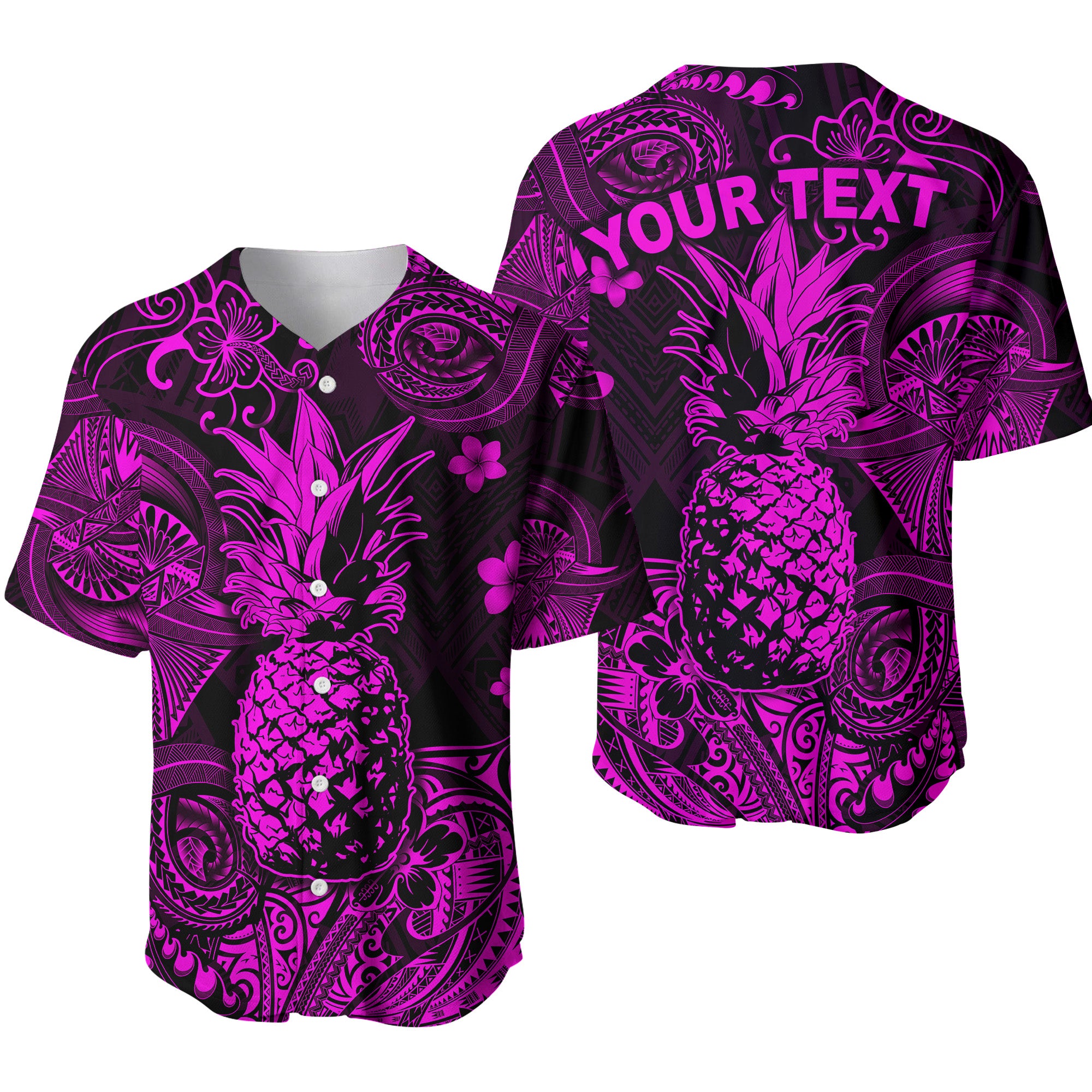 (Custom Personalised) Hawaii Pineapple Polynesian Baseball Jersey Unique Style - Pink LT8 - Polynesian Pride