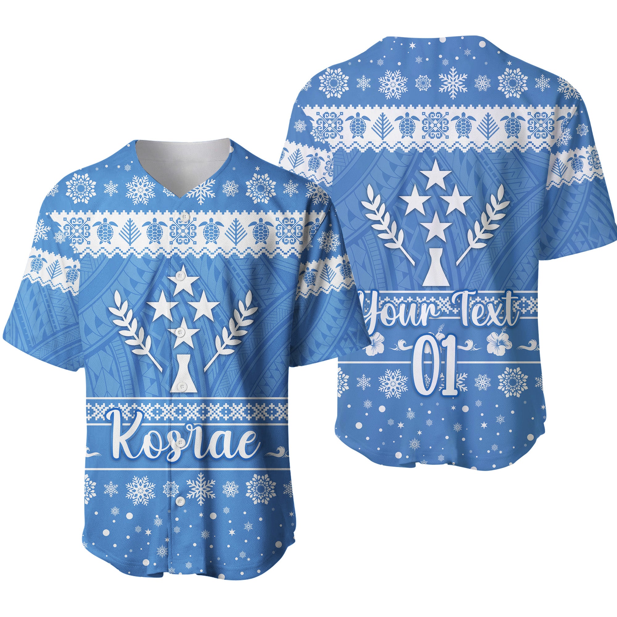 (Custom Personalised) FSM Kosrae Christmas Baseball Jersey Simple Style LT8 - Polynesian Pride