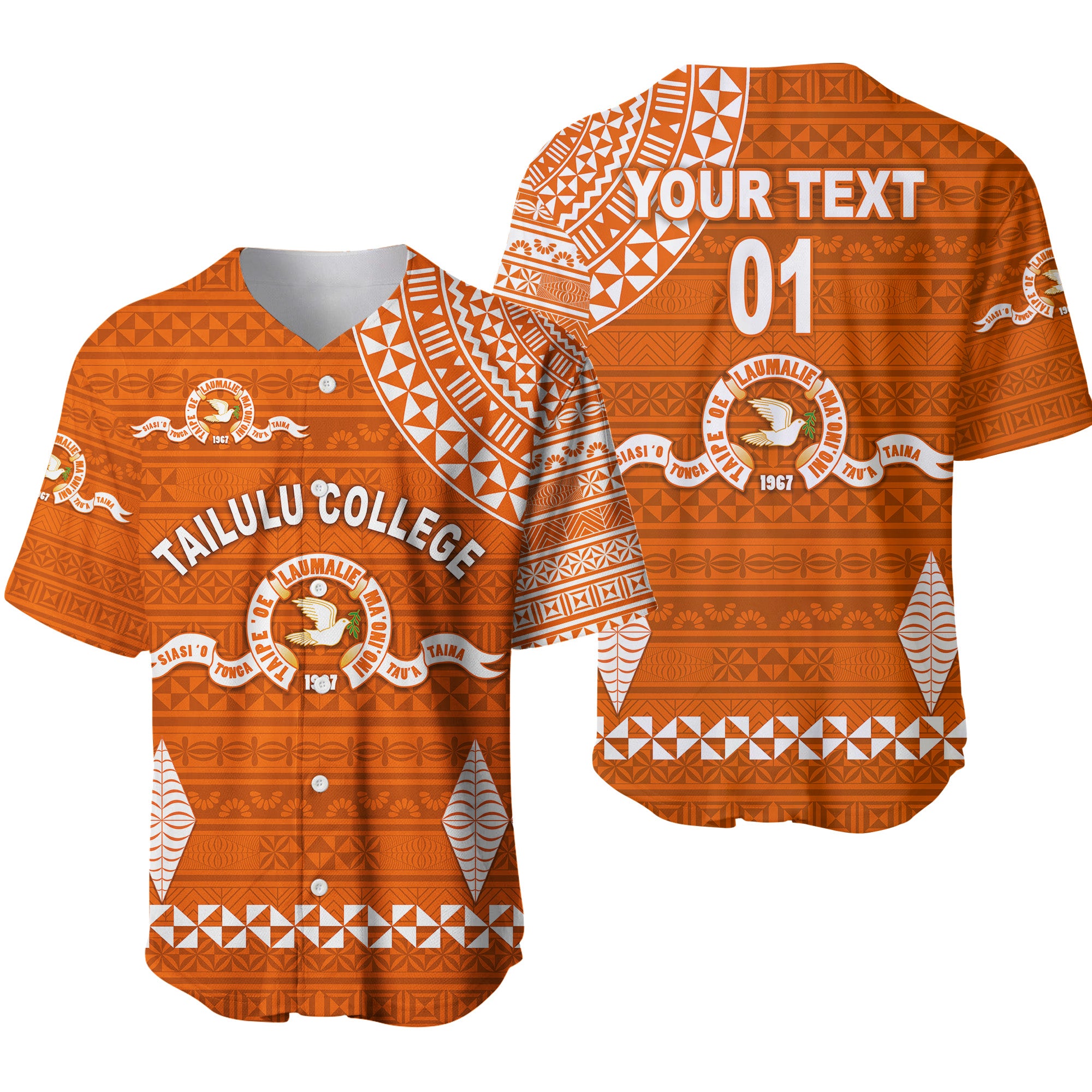 (Custom Personalised) Tonga Tailulu College Baseball Jersey Simple Style LT8 Unisex Orange - Polynesian Pride