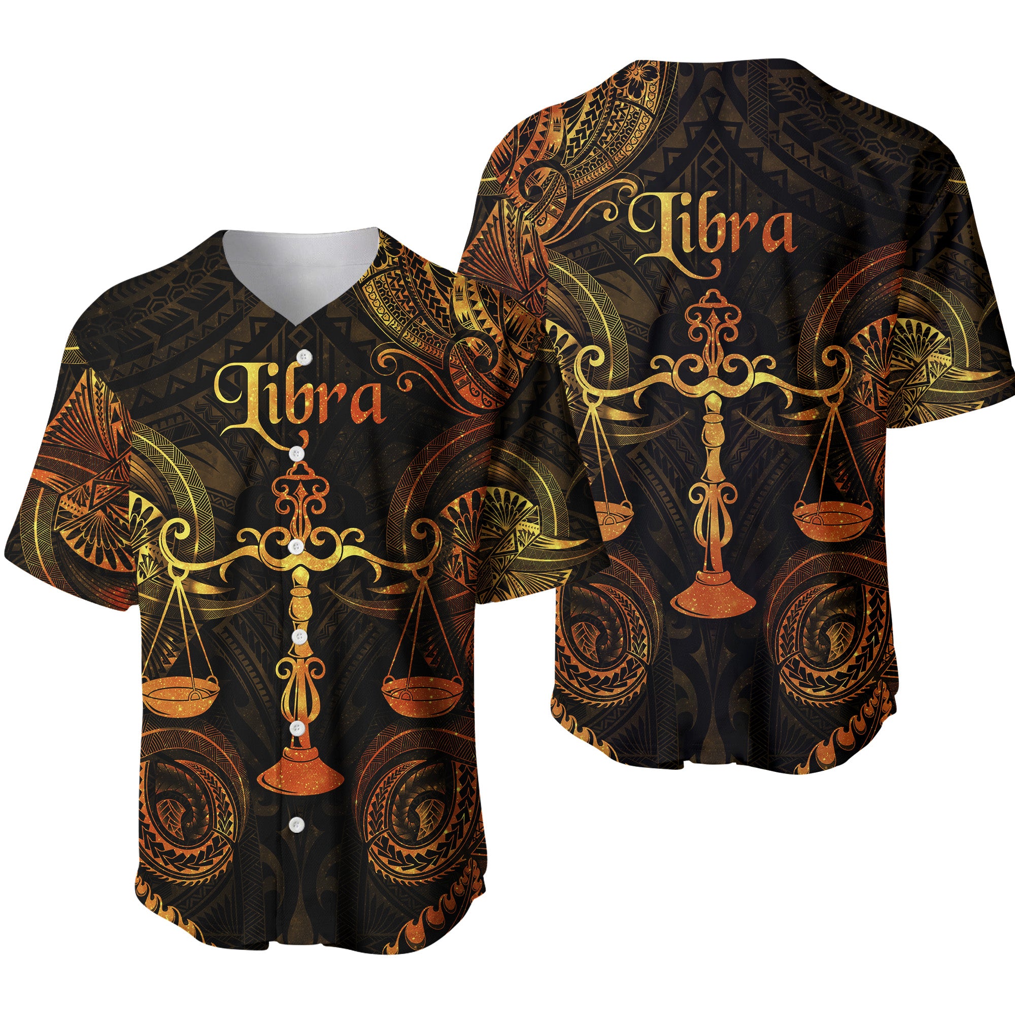 Libra Zodiac Polynesian Baseball Jersey Unique Style - Gold LT8 - Polynesian Pride