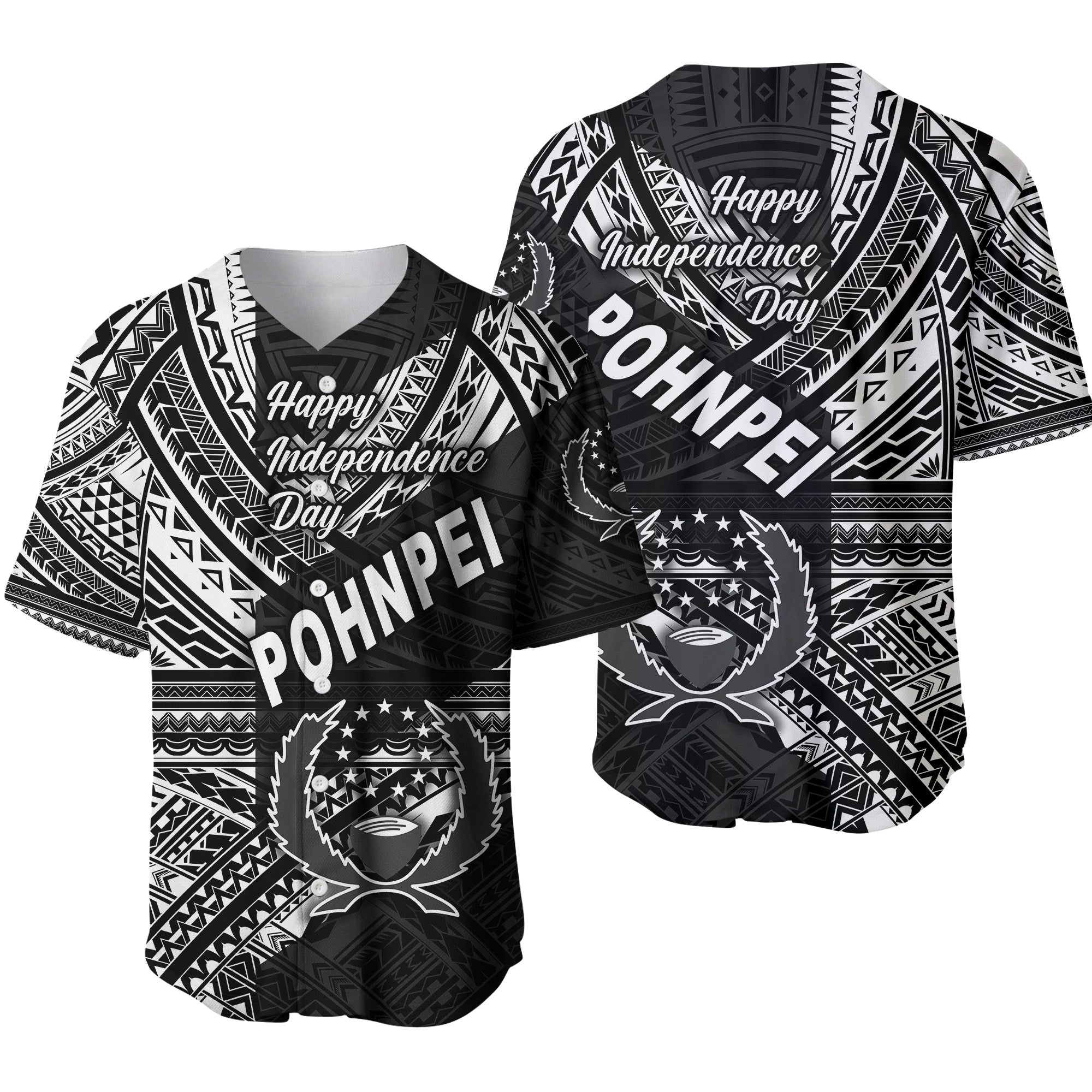 FSM Pohnpei Baseball Jersey Happy Independence Day Original Vibes - Black LT8 Unisex Black - Polynesian Pride