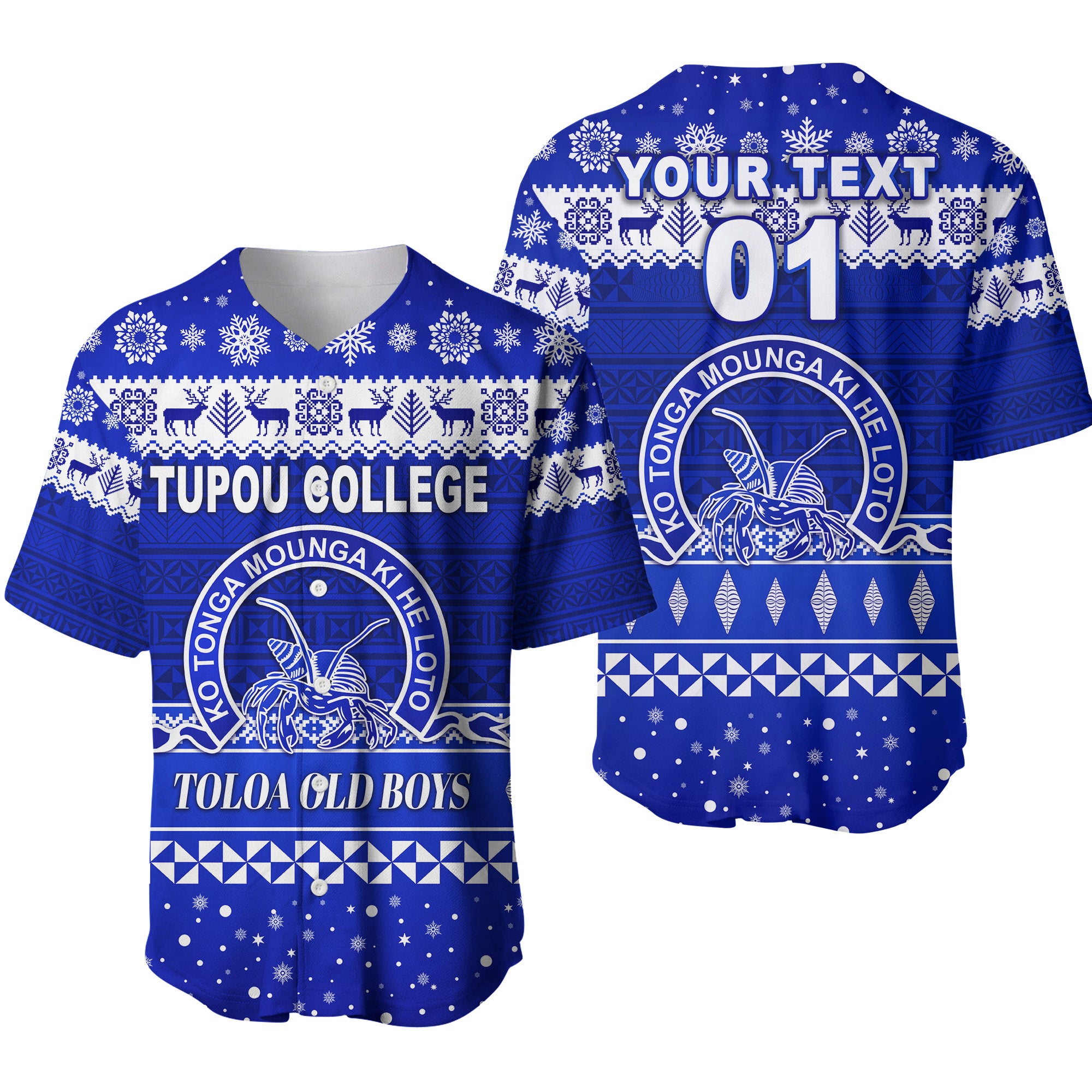 (Custom Personalised) Tupou College Toloa Old Boys Christmas Baseball Jersey Simple Style LT8 - Polynesian Pride