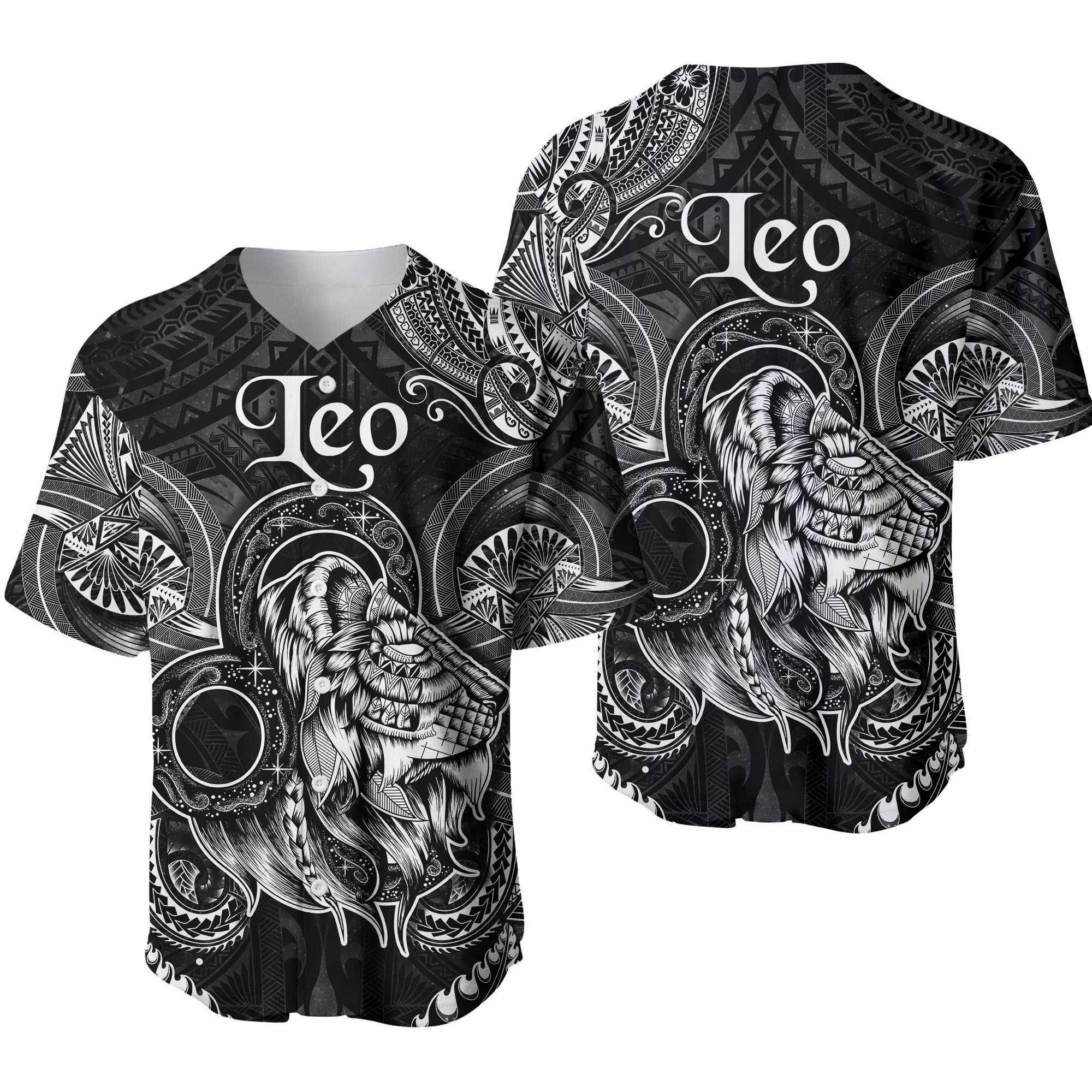 Leo Zodiac Polynesian Baseball Jersey Unique Style - Black LT8 - Polynesian Pride