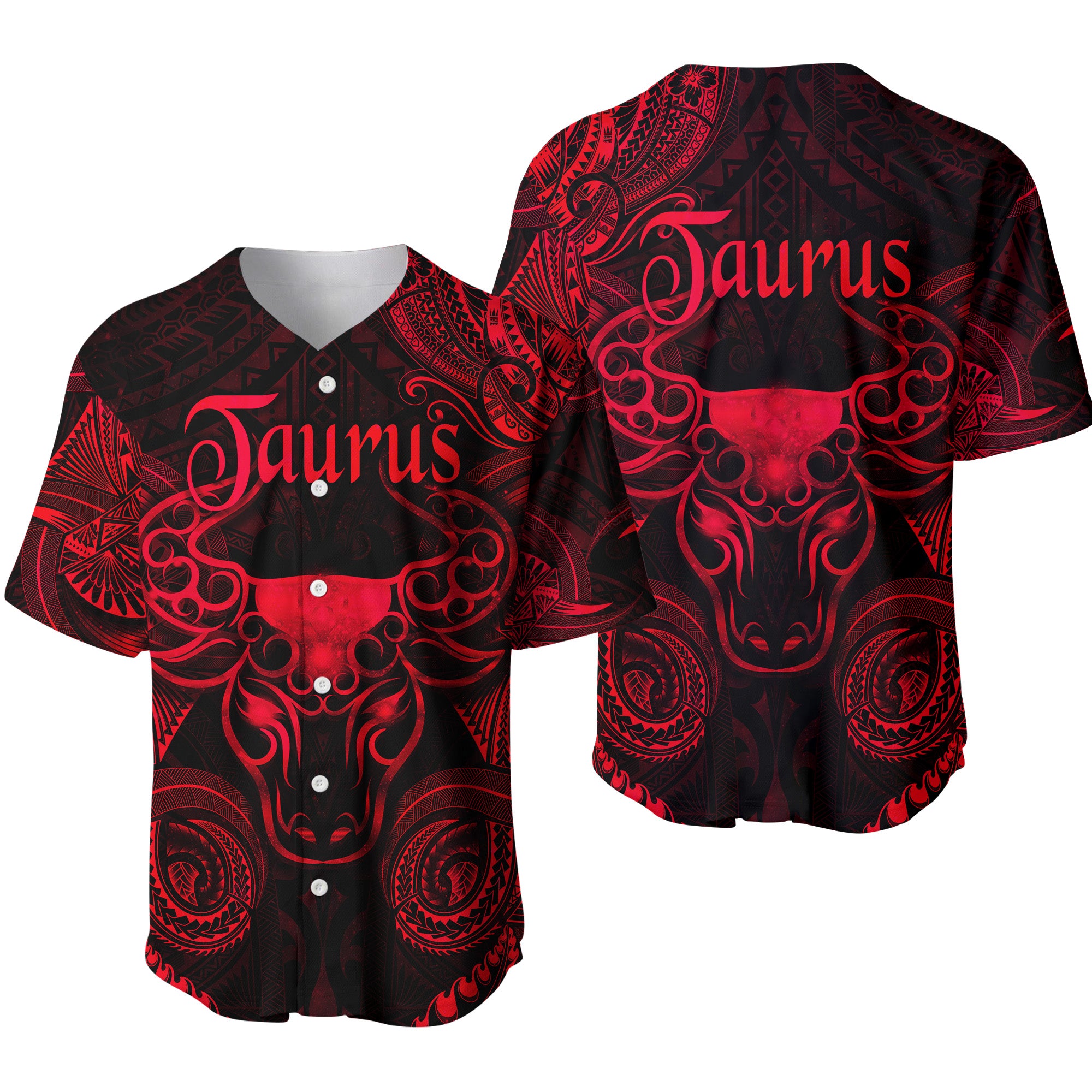 Taurus Zodiac Polynesian Baseball Jersey Unique Style - Red LT8 - Polynesian Pride