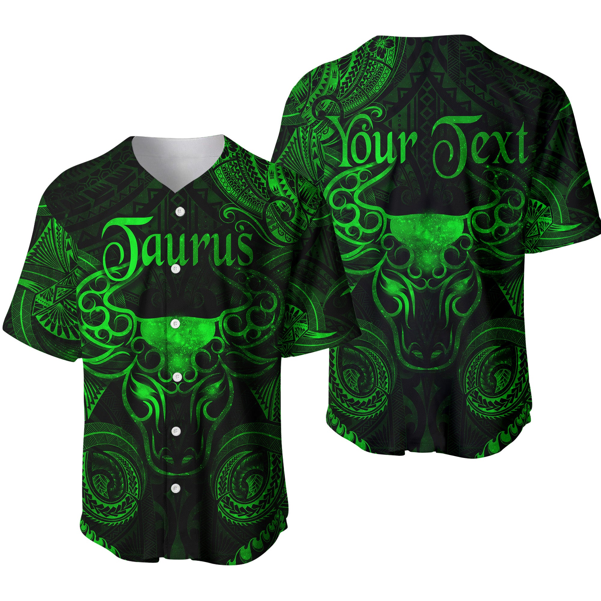 (Custom Personalised) Taurus Zodiac Polynesian Baseball Jersey Unique Style - Green LT8 - Polynesian Pride