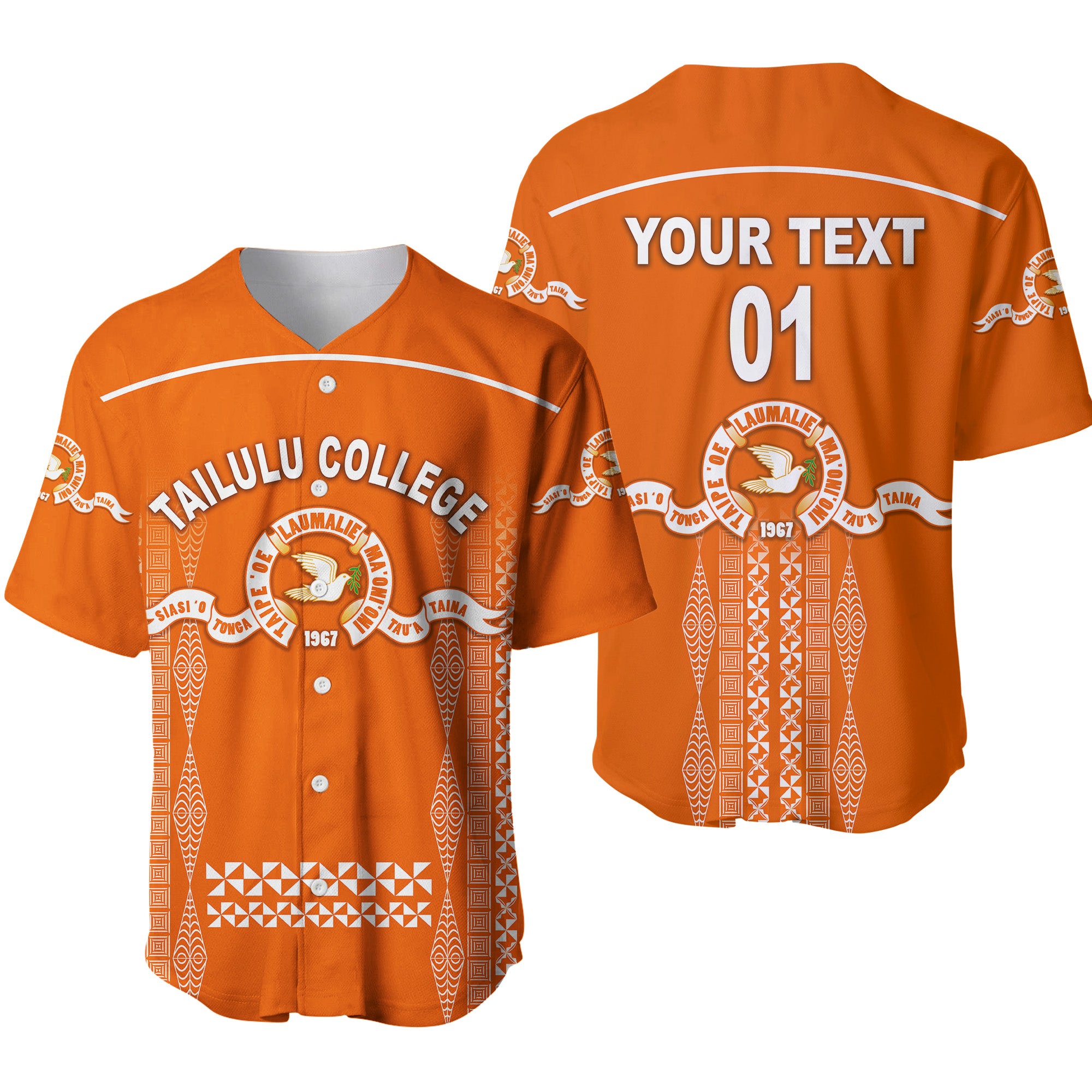 (Custom Personalised) Tonga Tailulu College Baseball Jersey Unique Style LT8 Unisex Orange - Polynesian Pride