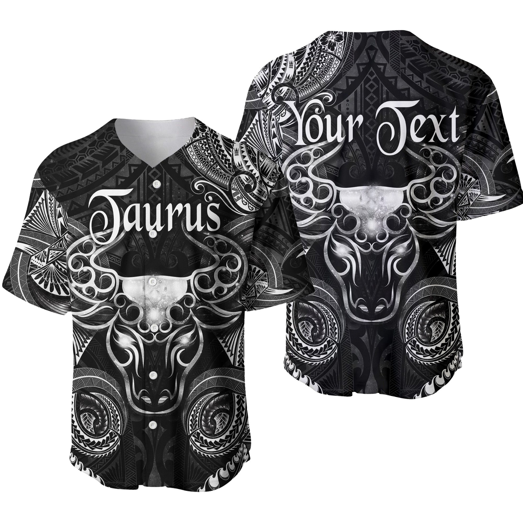 (Custom Personalised) Taurus Zodiac Polynesian Baseball Jersey Unique Style - Black LT8 - Polynesian Pride