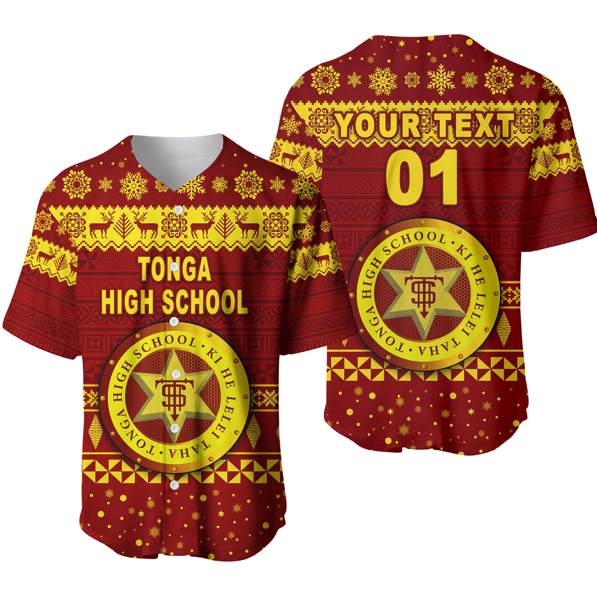 (Custom Personalised) Tonga High School Christmas Baseball Jersey Simple Style LT8 - Polynesian Pride