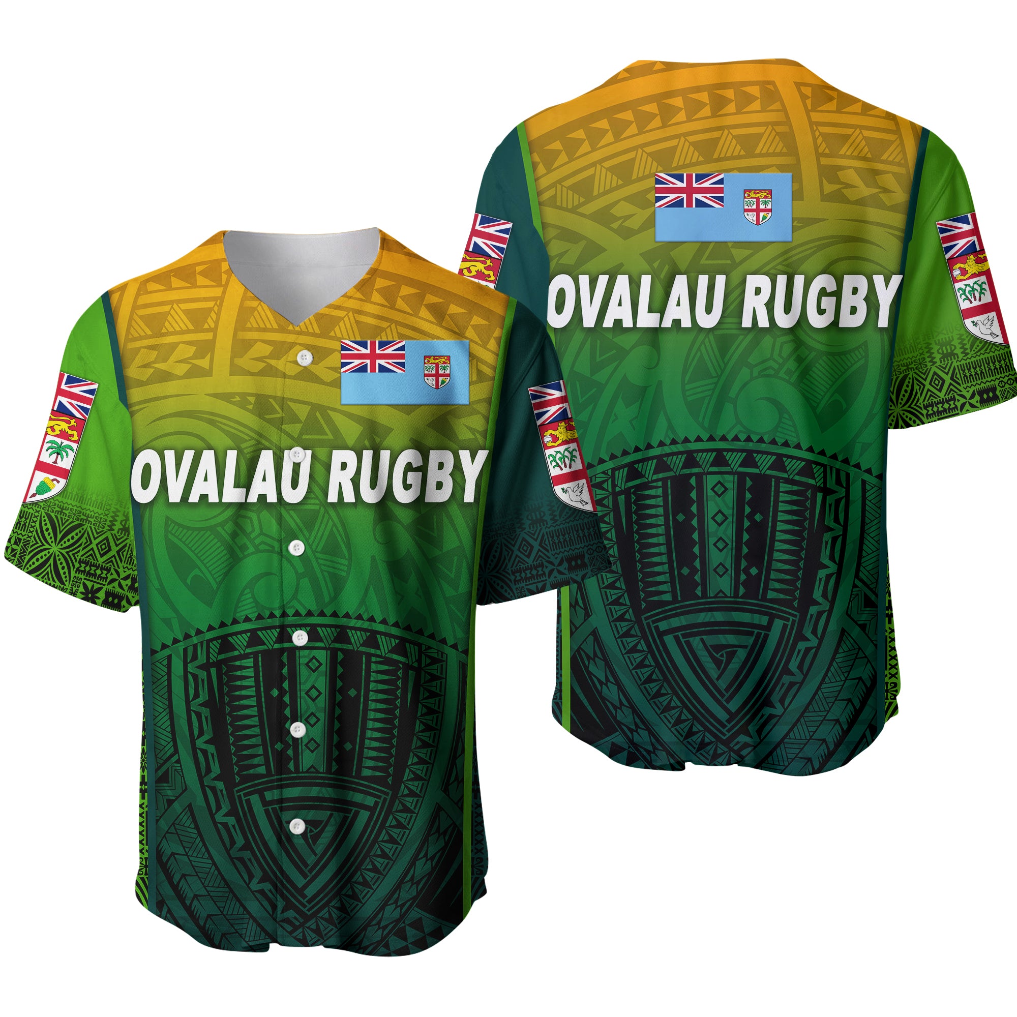 Fiji Ovalau Rugby Baseball Jersey Light Green Style LT8 Unisex Green - Polynesian Pride