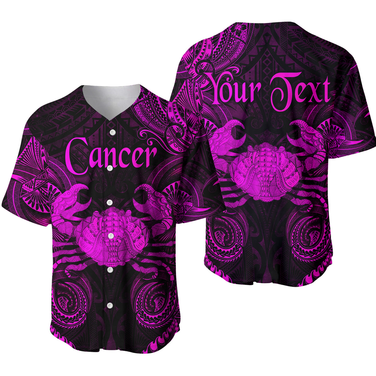 (Custom Personalised) Cancer Zodiac Polynesian Baseball Jersey Unique Style - Pink LT8 - Polynesian Pride