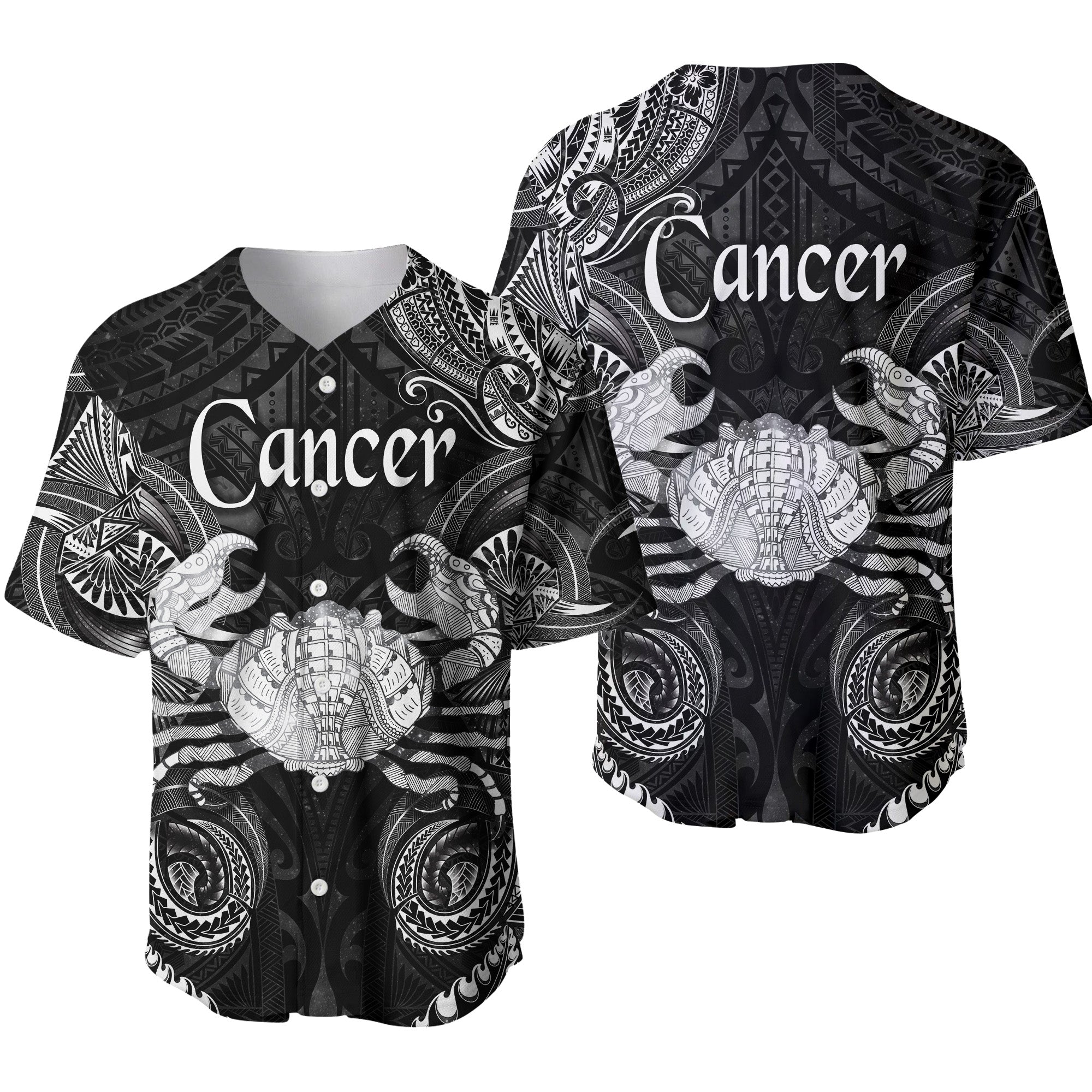 Cancer Zodiac Polynesian Baseball Jersey Unique Style - Black LT8 - Polynesian Pride