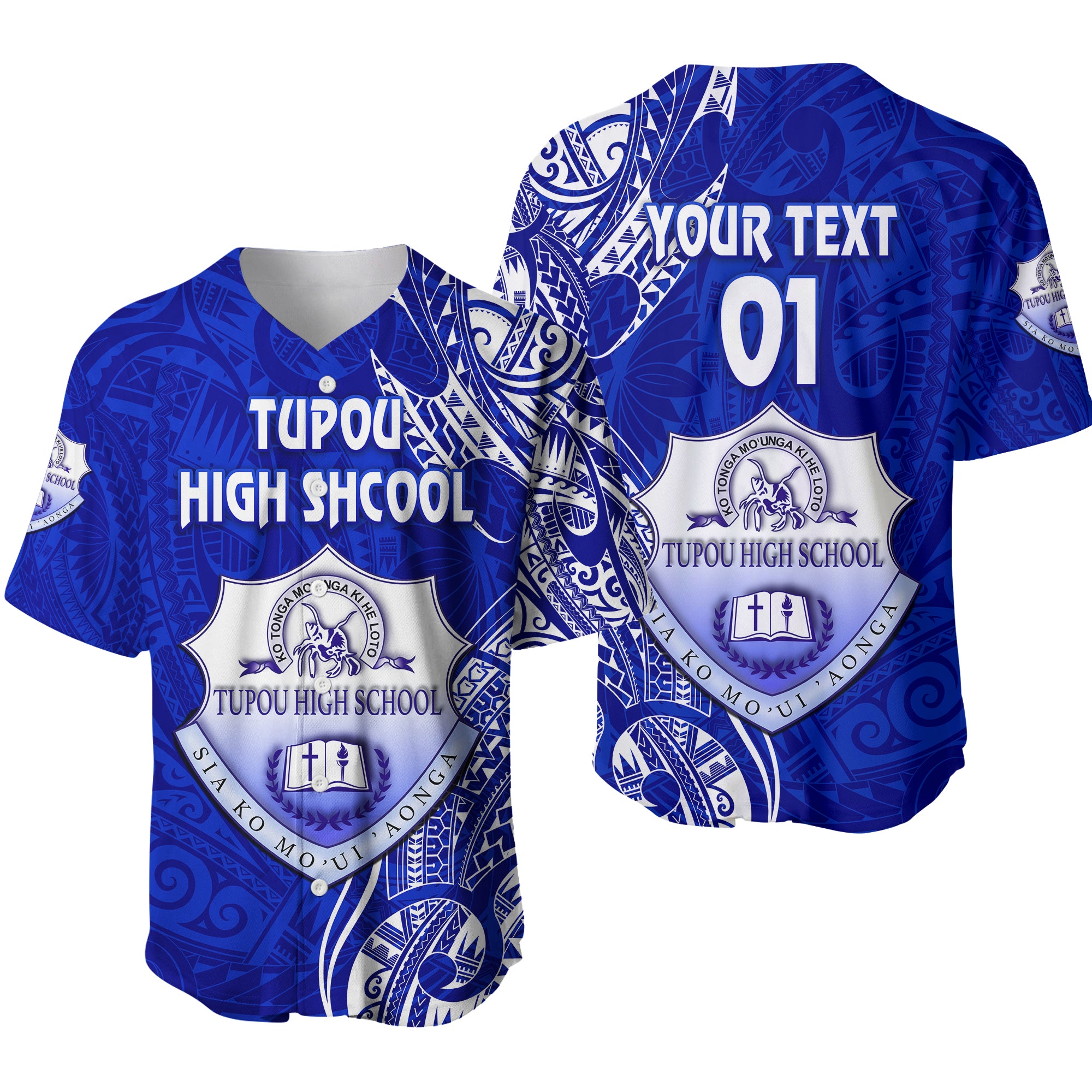 (Custom Personalised) Tonga Tupou High School Baseball Jersey Simple Vibes, Custom Text And Number LT8 - Polynesian Pride