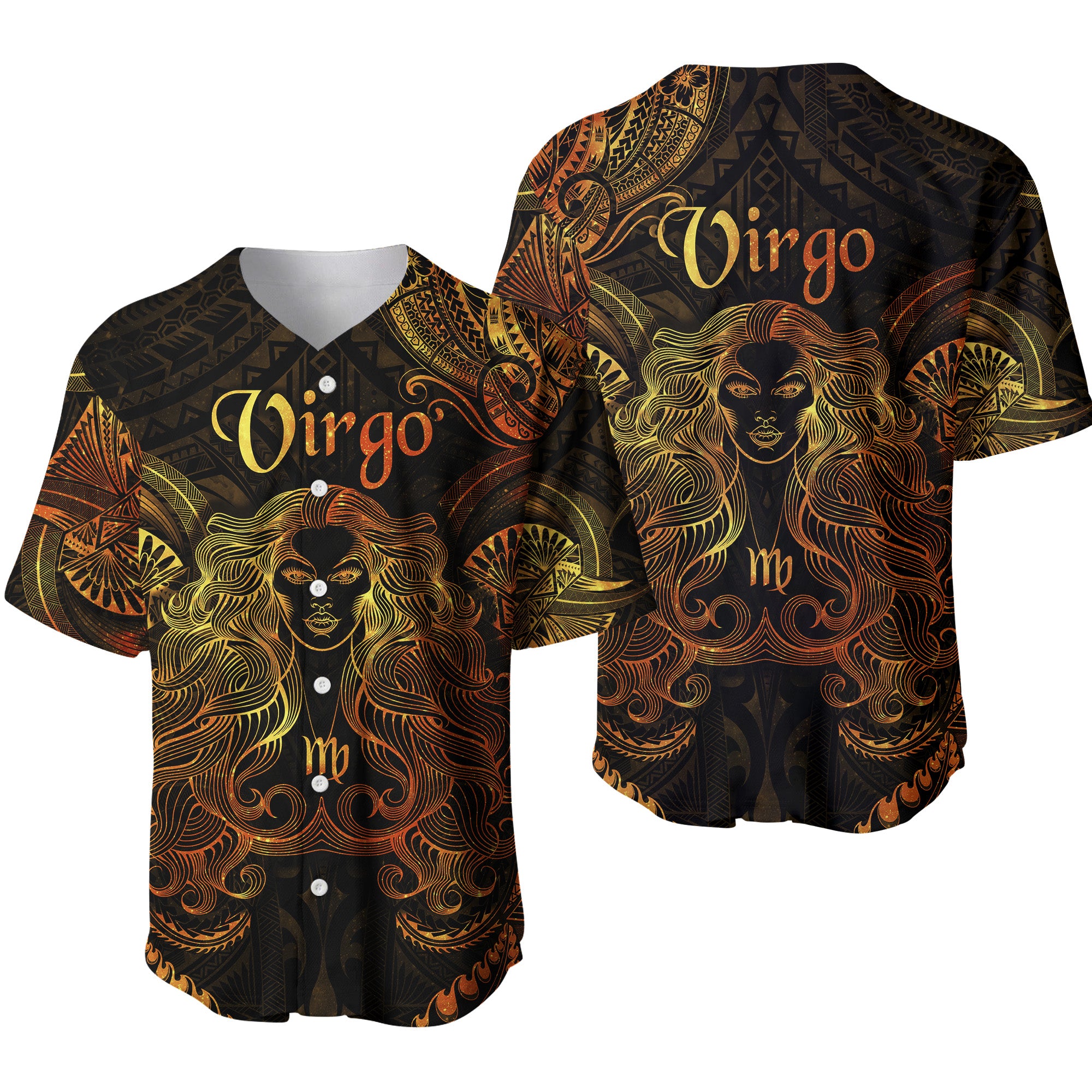 Virgo Zodiac Polynesian Baseball Jersey Unique Style - Gold LT8 - Polynesian Pride