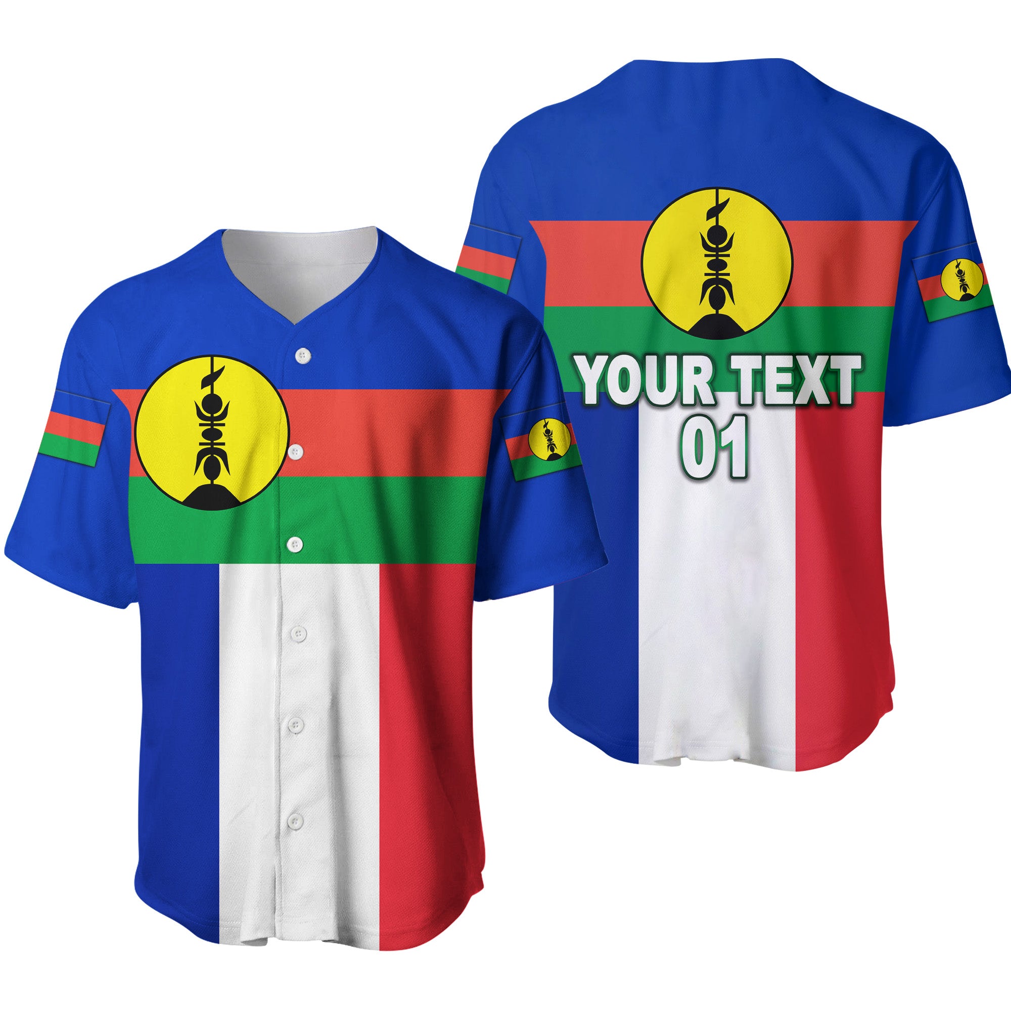 (Custom Personalised) New Caledonia Baseball Jersey Flag Vibes LT8 - Polynesian Pride