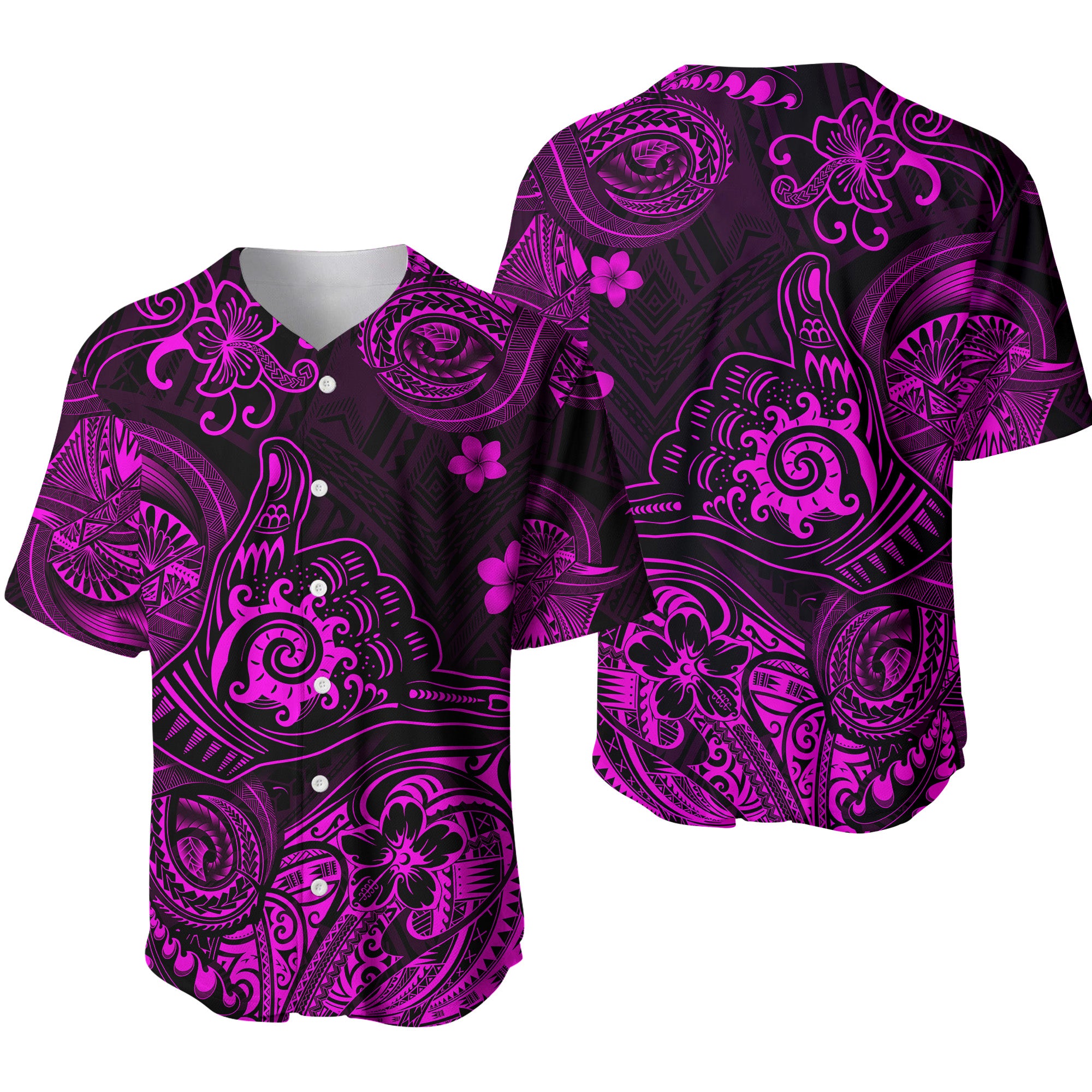 Hawaii Shaka Polynesian Baseball Jersey Unique Style - Pink LT8 - Polynesian Pride