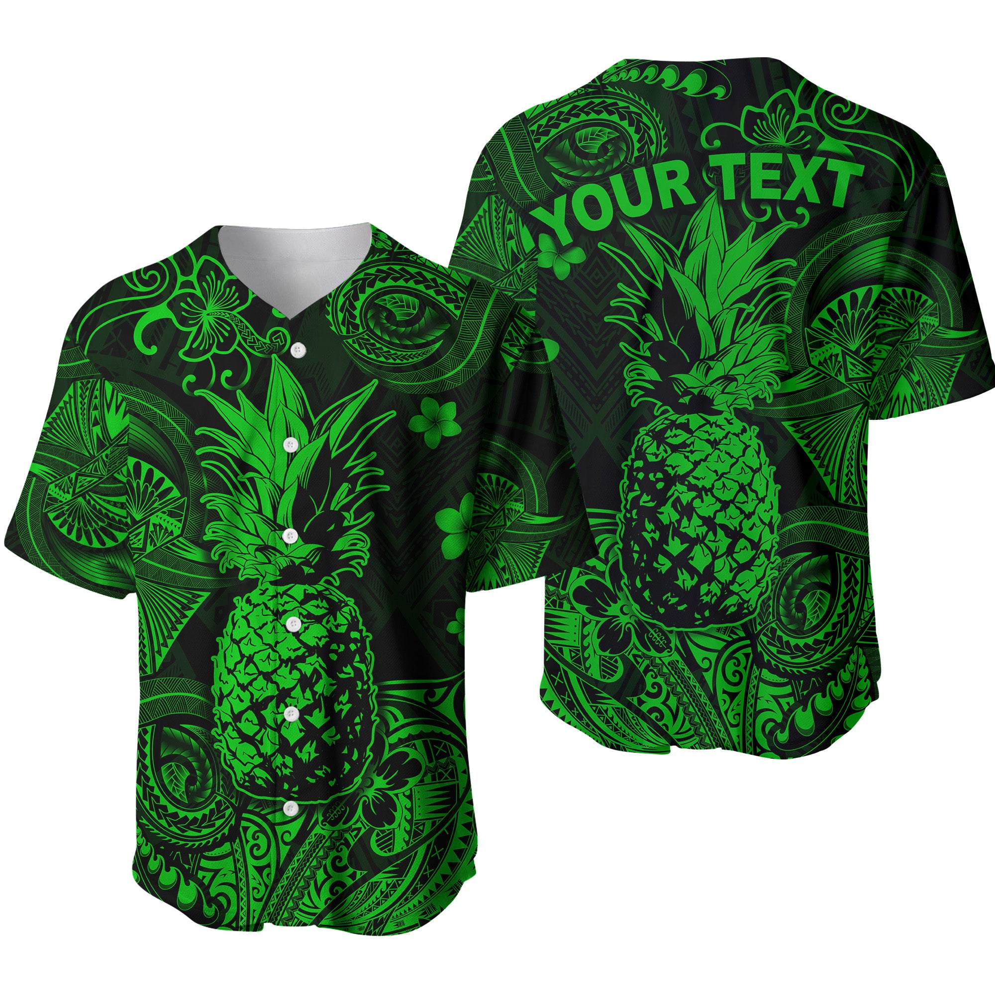 (Custom Personalised) Hawaii Pineapple Polynesian Baseball Jersey Unique Style - Green LT8 - Polynesian Pride