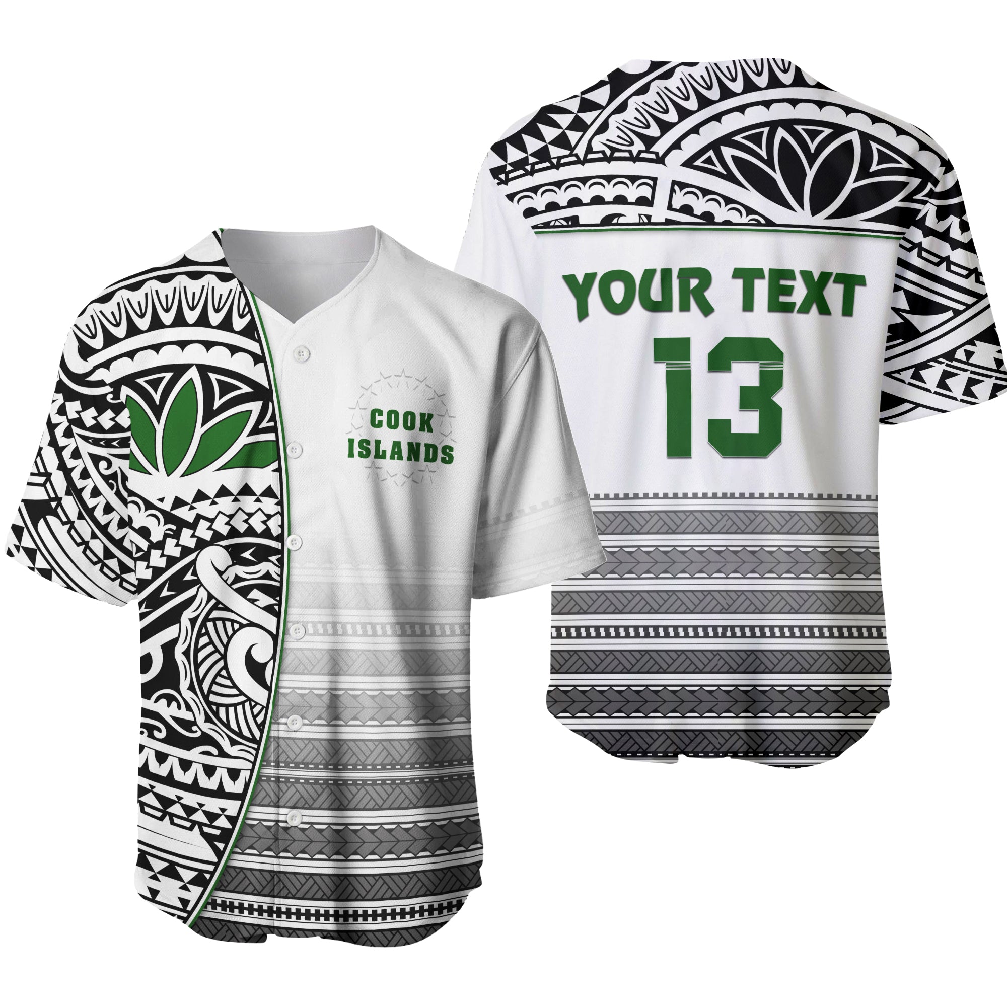 (Custom Personalised) Cook Islands Baseball Jersey Impressive White - Custom Text and Number LT13 - Polynesian Pride