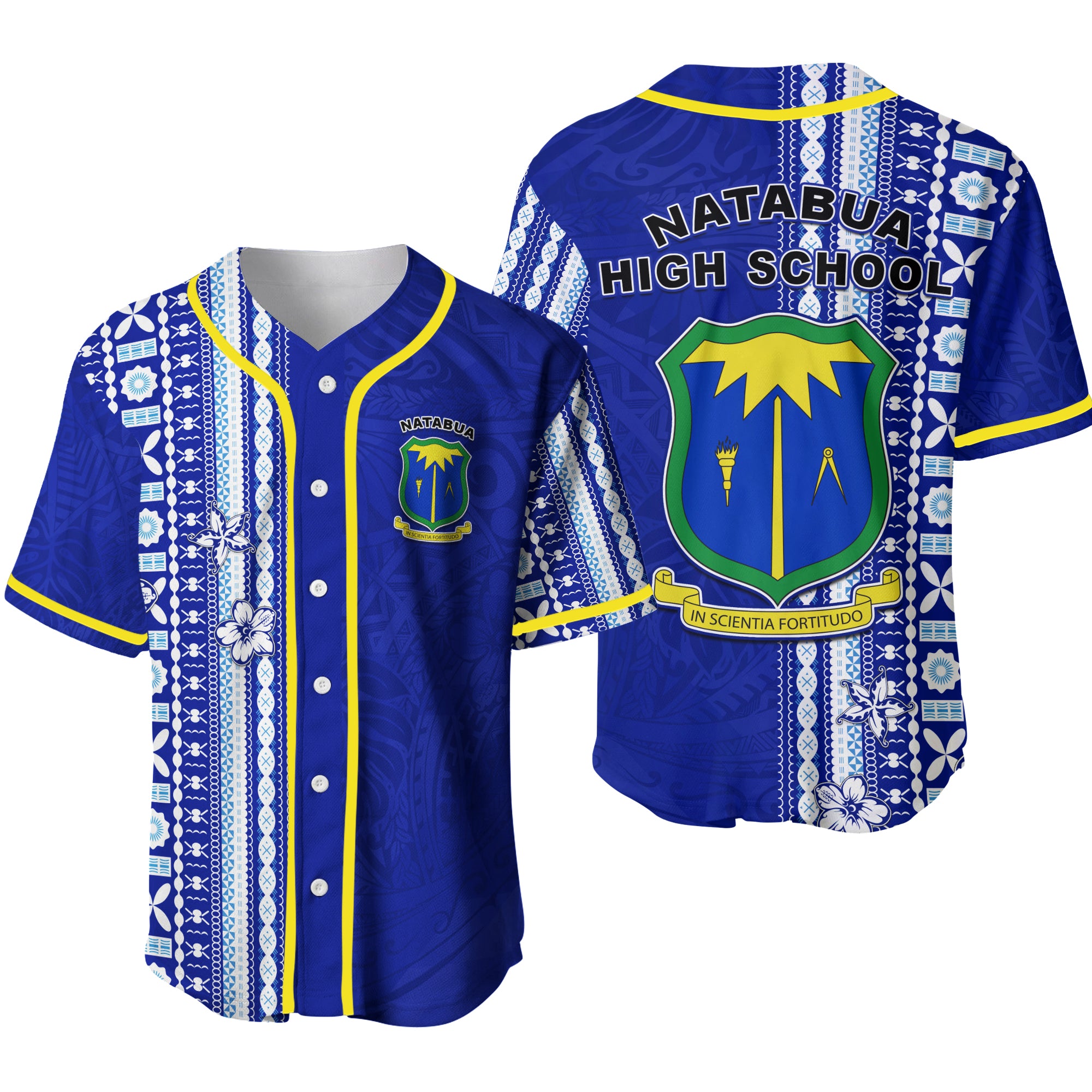 Natabua High School Polynesian Baseball Jersey Lautoka Fiji LT13 Unisex Blue - Polynesian Pride