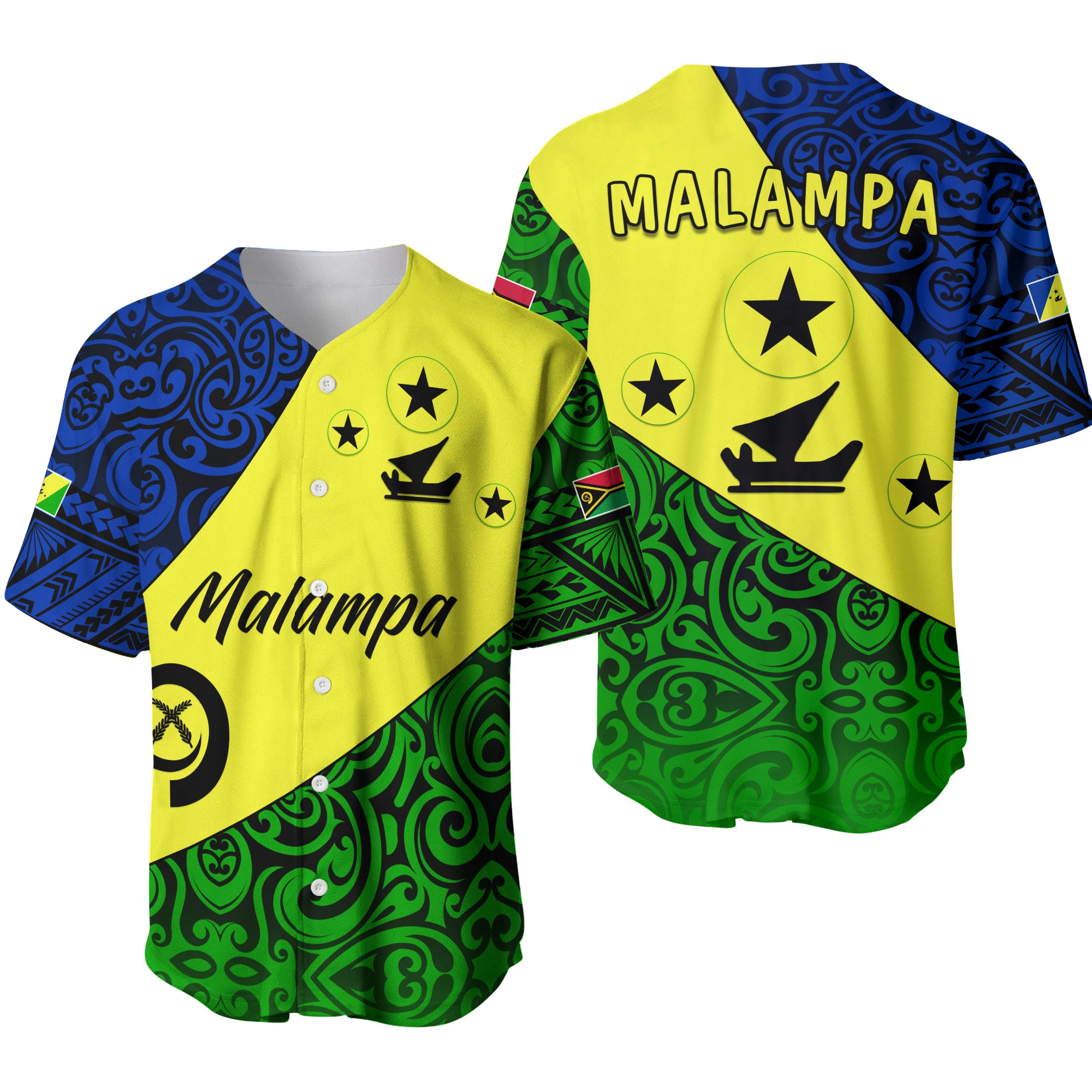 Malampa Province Baseball Jersey Vanuatu Pattern LT13 - Polynesian Pride