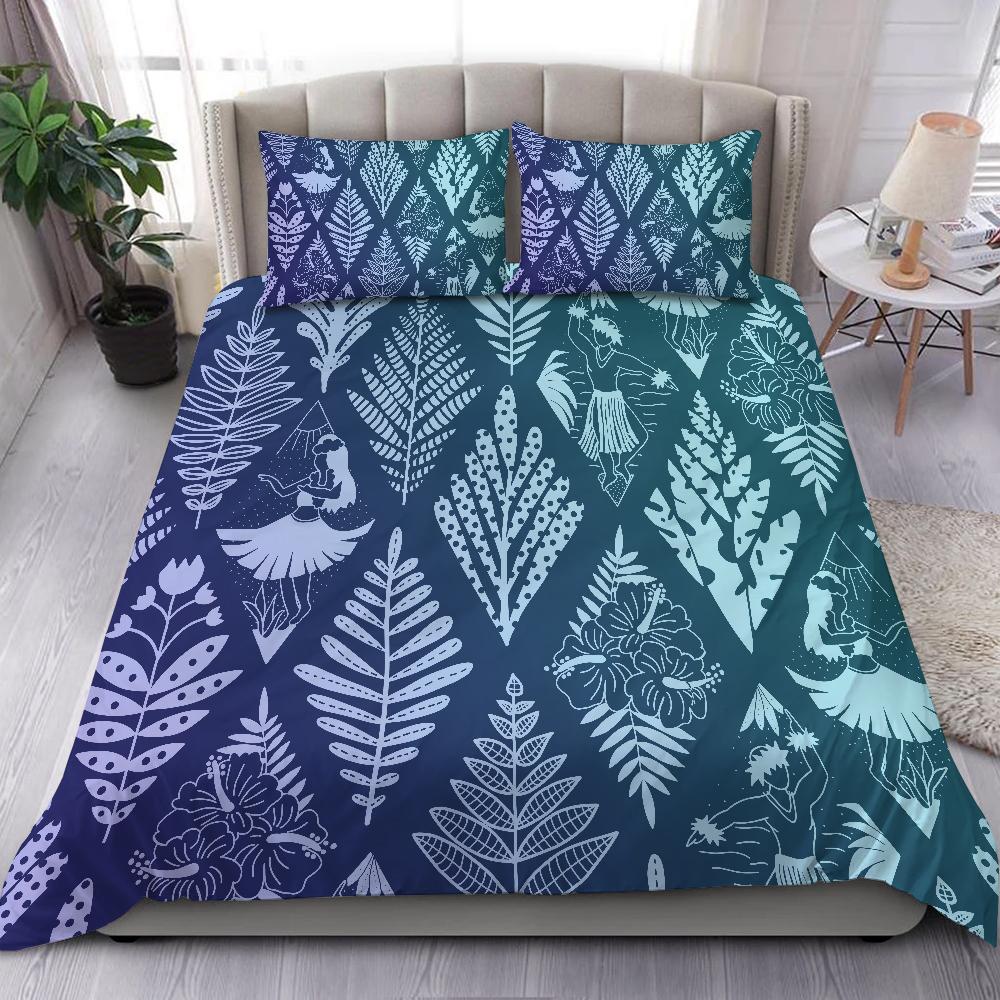 Hawaii Hula Girls Hibiscus Tropical Bedding Set - Gradient Style - AH Galaxy - Polynesian Pride