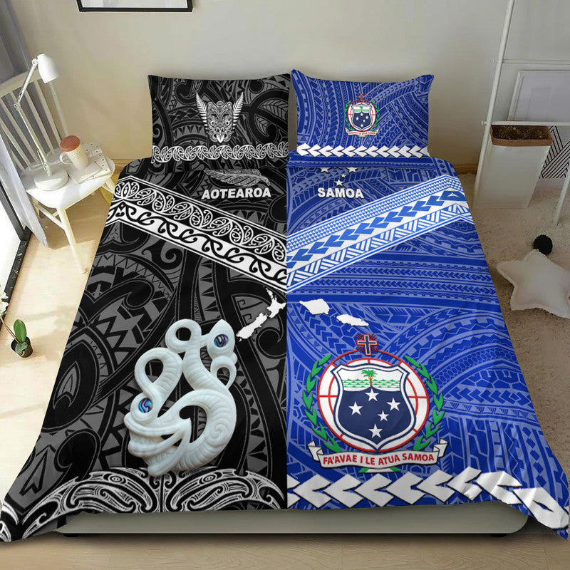 New Zealand And Samoa Bedding Set Together - Black LT8 - Polynesian Pride