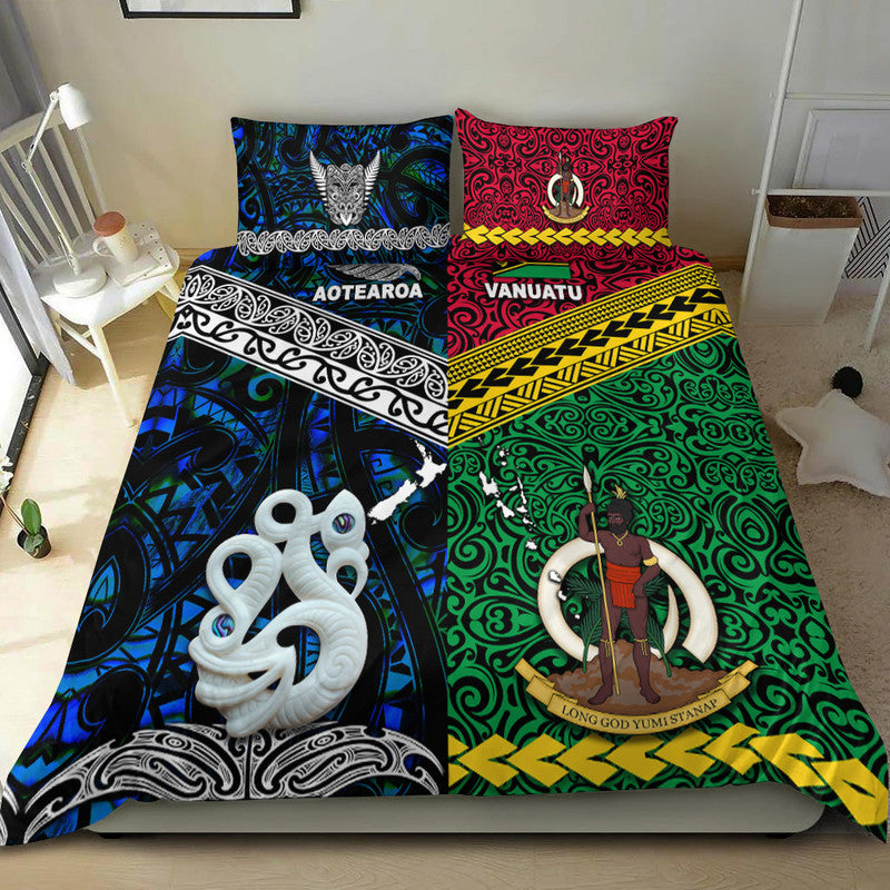 New Zealand And Vanuatu Bedding Set Together - Blue LT8 - Polynesian Pride