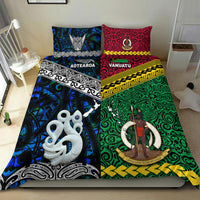 New Zealand And Vanuatu Bedding Set Together - Blue LT8 - Polynesian Pride