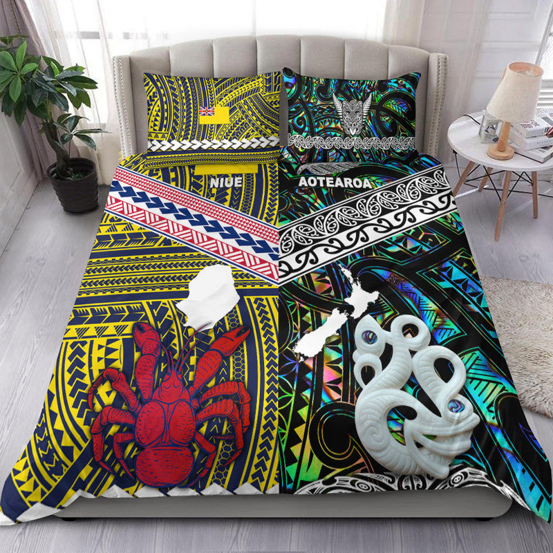 New Zealand And Niue Bedding Set Together - Paua Shell LT8 Paua Shell - Polynesian Pride