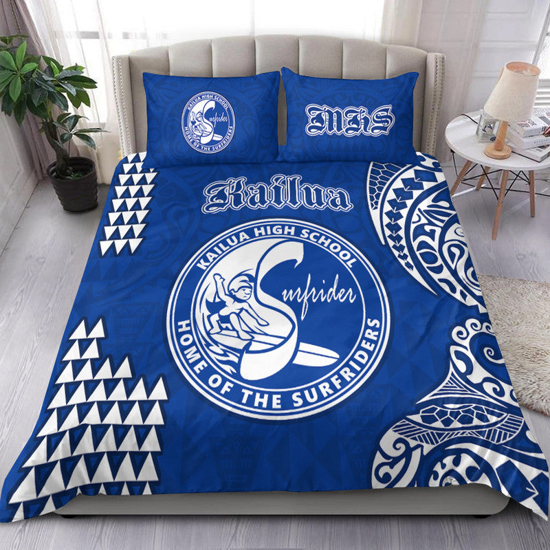 Hawaii Kailua High School Bedding Set Tribal Kakau LT9 Blue - Polynesian Pride